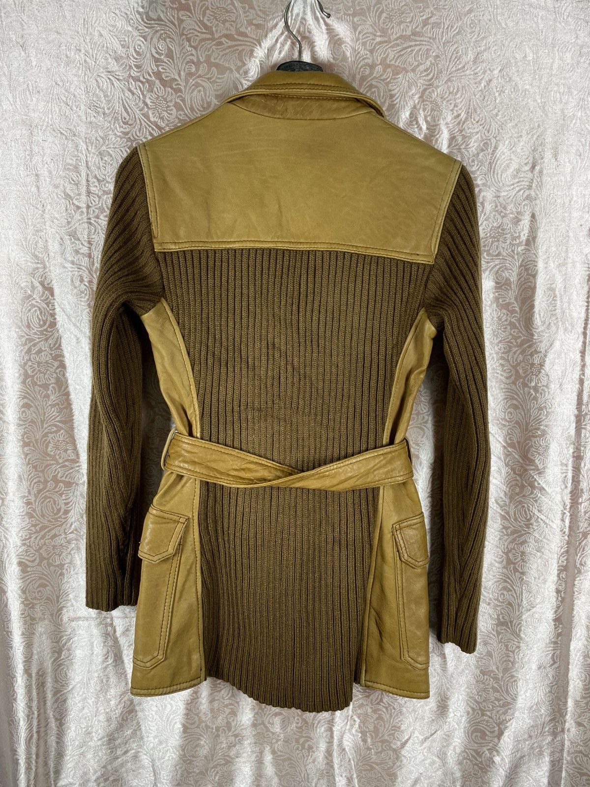 Massimo Dutti Vintage Massimo Dutti Women Leather Knit Hybrid Jacket Belt Size S / US 4 / IT 40 - 11 Thumbnail