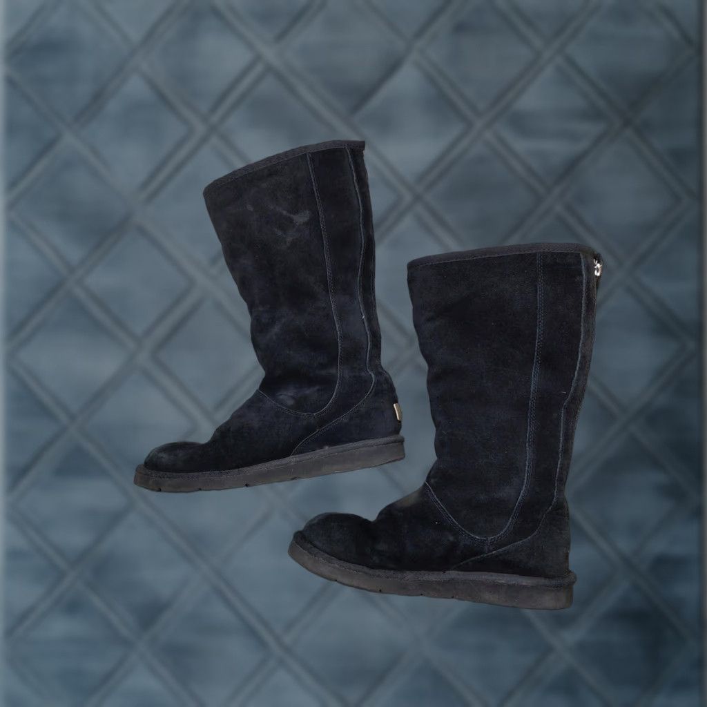 Ugg UGG Knightsbridge Boots Womens 9 Black Leather Shearling Lined Zip Mid Calf Size US 9 / IT 39 - 1 Thumbnail