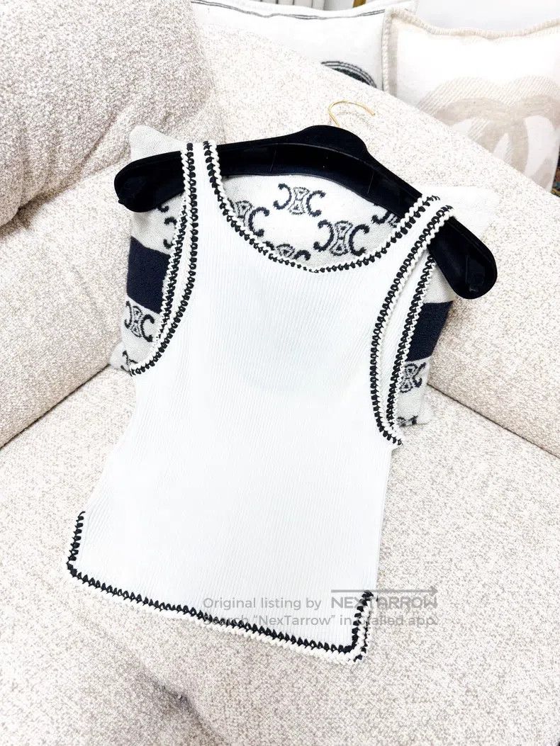 Chanel Chanel 22C white and black-edged knitted vest Size XS / US 0-2 / IT 36-38 - 3 Thumbnail