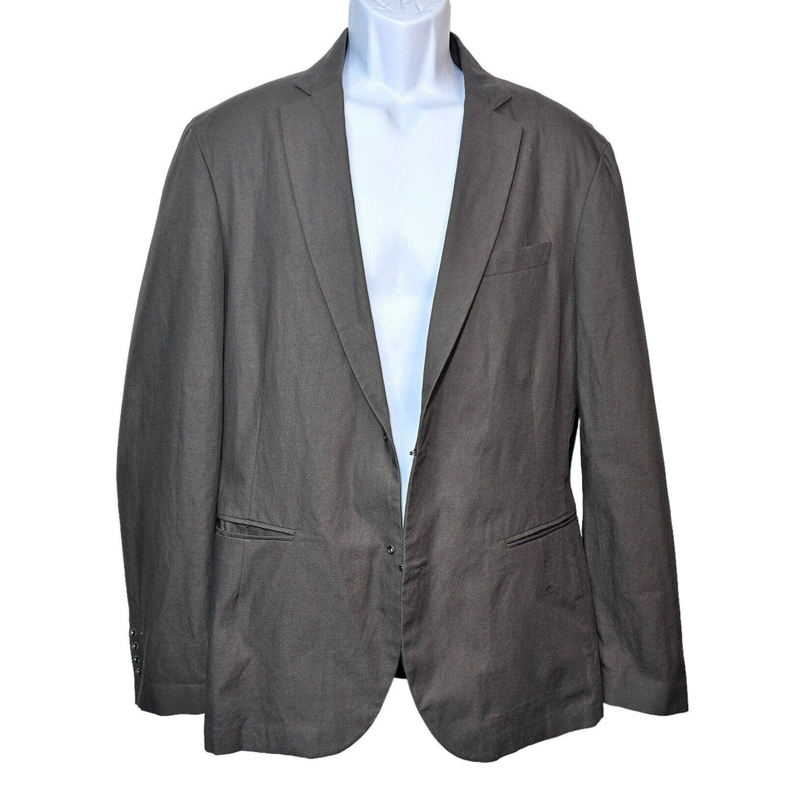 image of John Varvatos Cotton Linen Hook & Eye Jacket Rivet Wrists in Grey, Men's (Size Large)