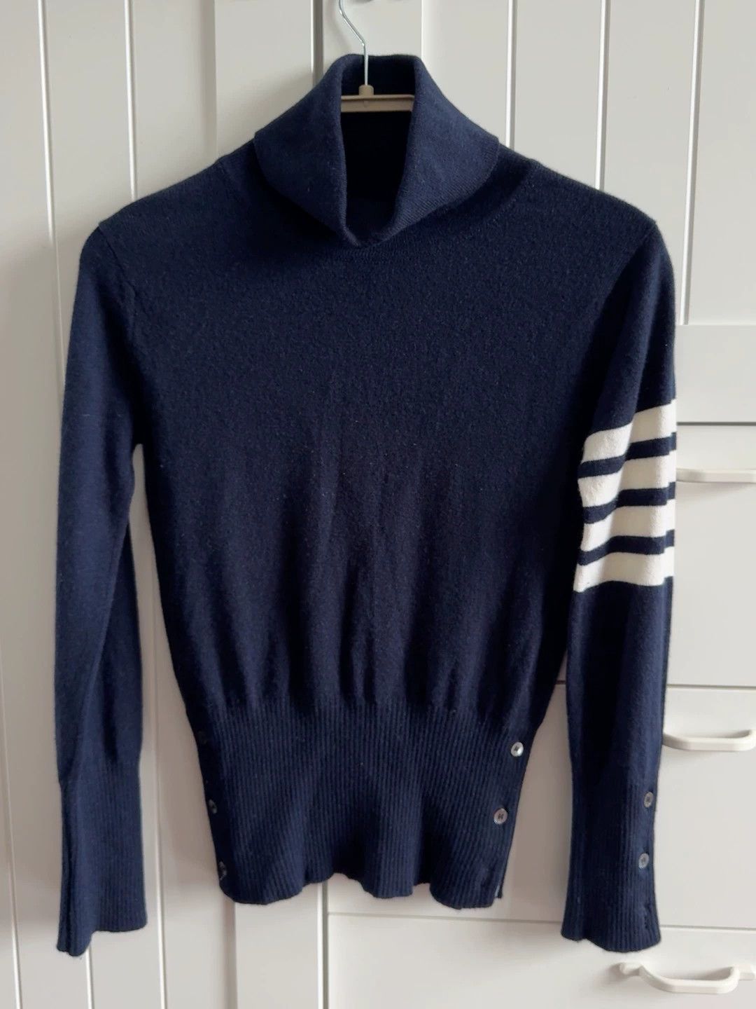 Thom Browne Thom Browne Navy Cashmere Turtleneck Sweater Size US S / EU 44-46 / 1 - 1 Thumbnail