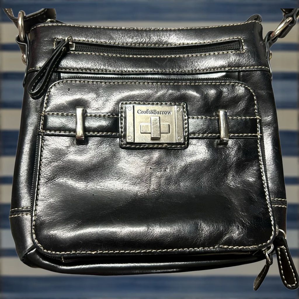 Croft & Barrow Croft & Barrow Black Leather Crossbody Purse Womens Shoulder Handbag Size ONE SIZE - 1 Thumbnail