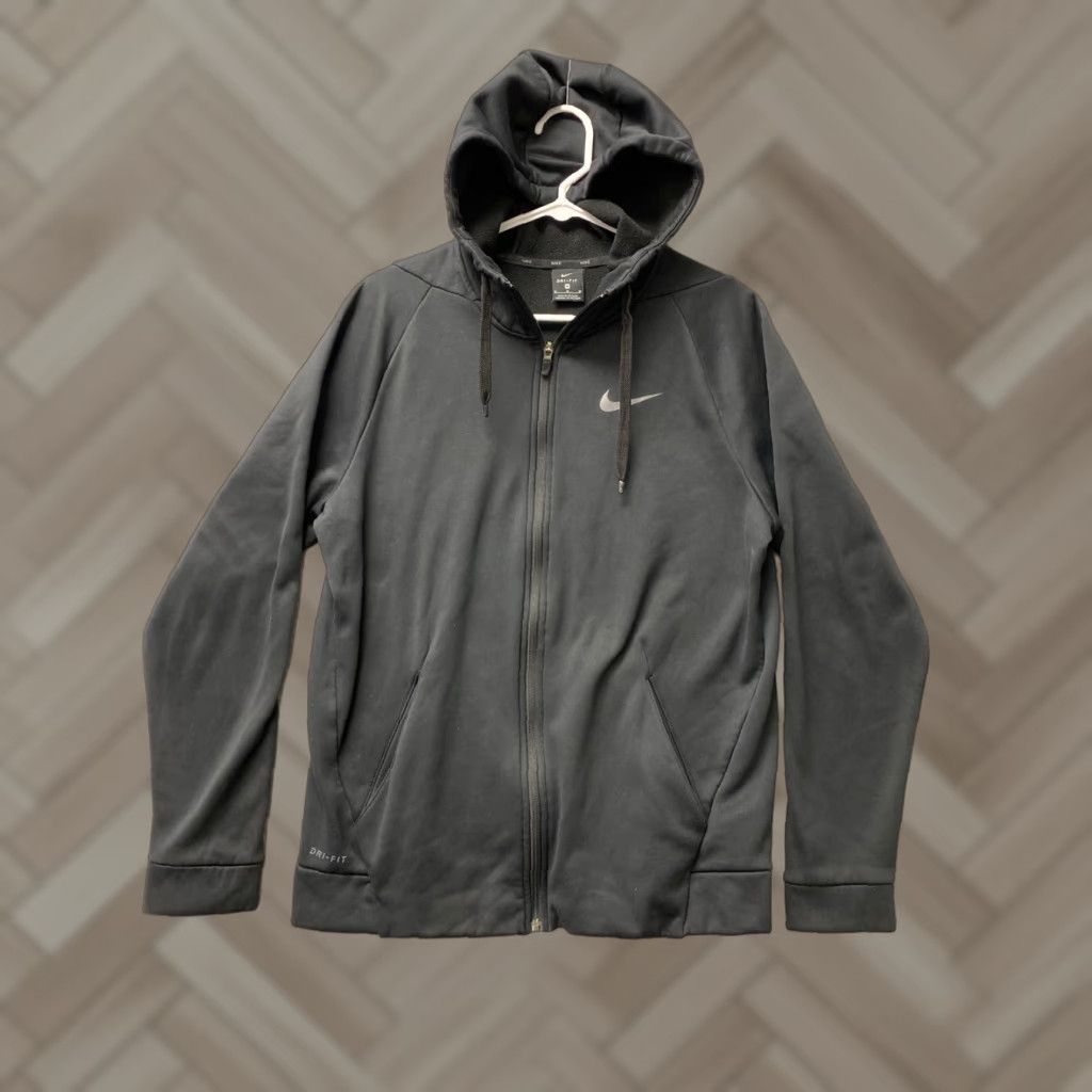 Nike NIKE Hoodie Jacket Mens M Black Full Zip Stretch Activewear Size US M / EU 48-50 / 2 - 1 Thumbnail