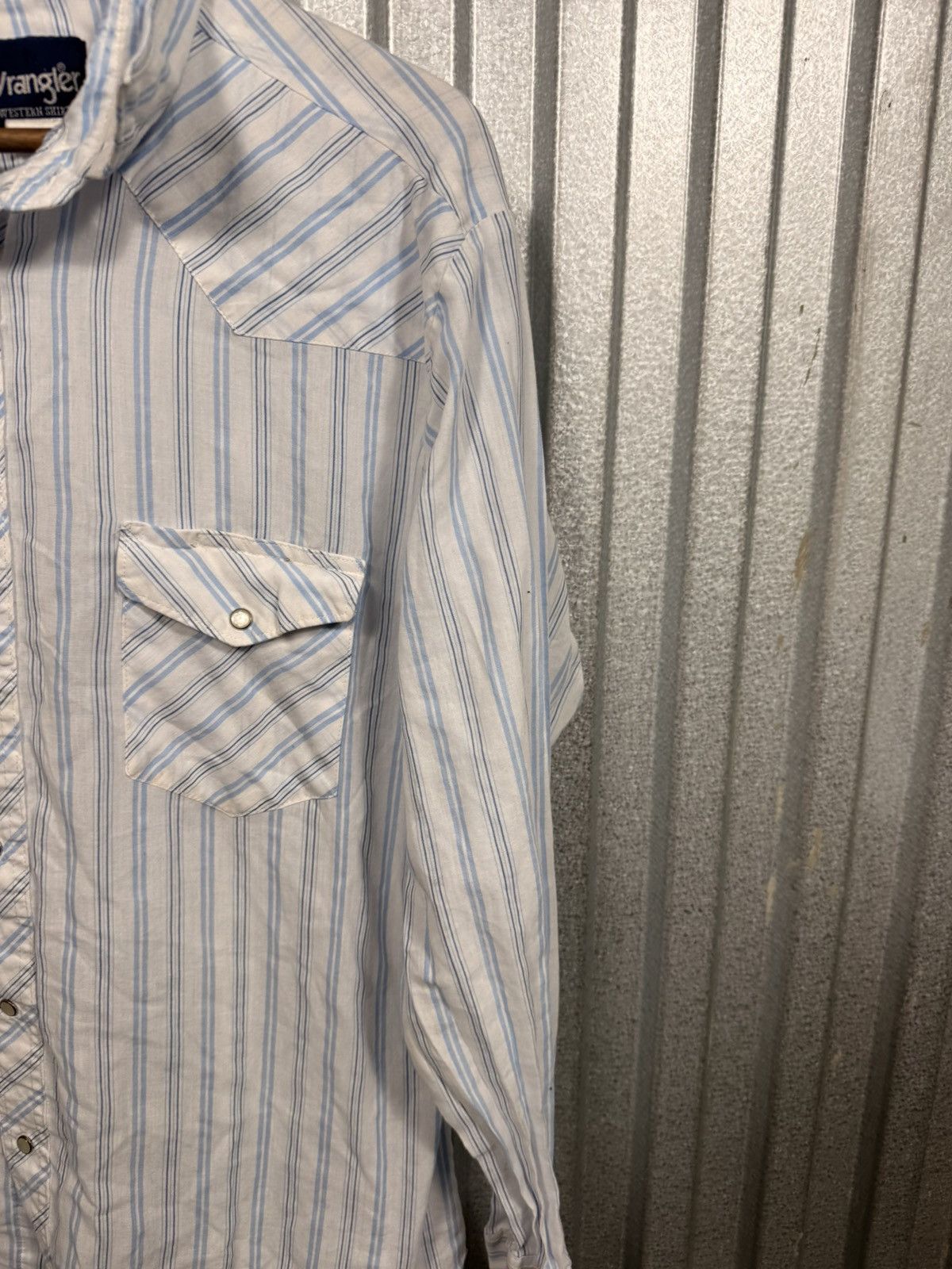 Wrangler Vintage Wrangler Classic Wester Pinstripe Pearl Snap Shirt Size US XL / EU 56 / 4 - 7 Thumbnail