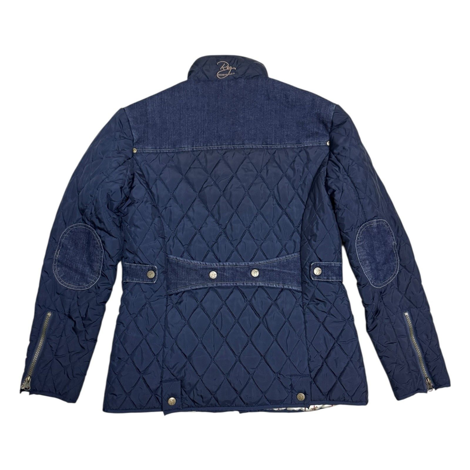 RYDALE EQUESTRIAN Denim Puffer Designer Jacket Womens Small