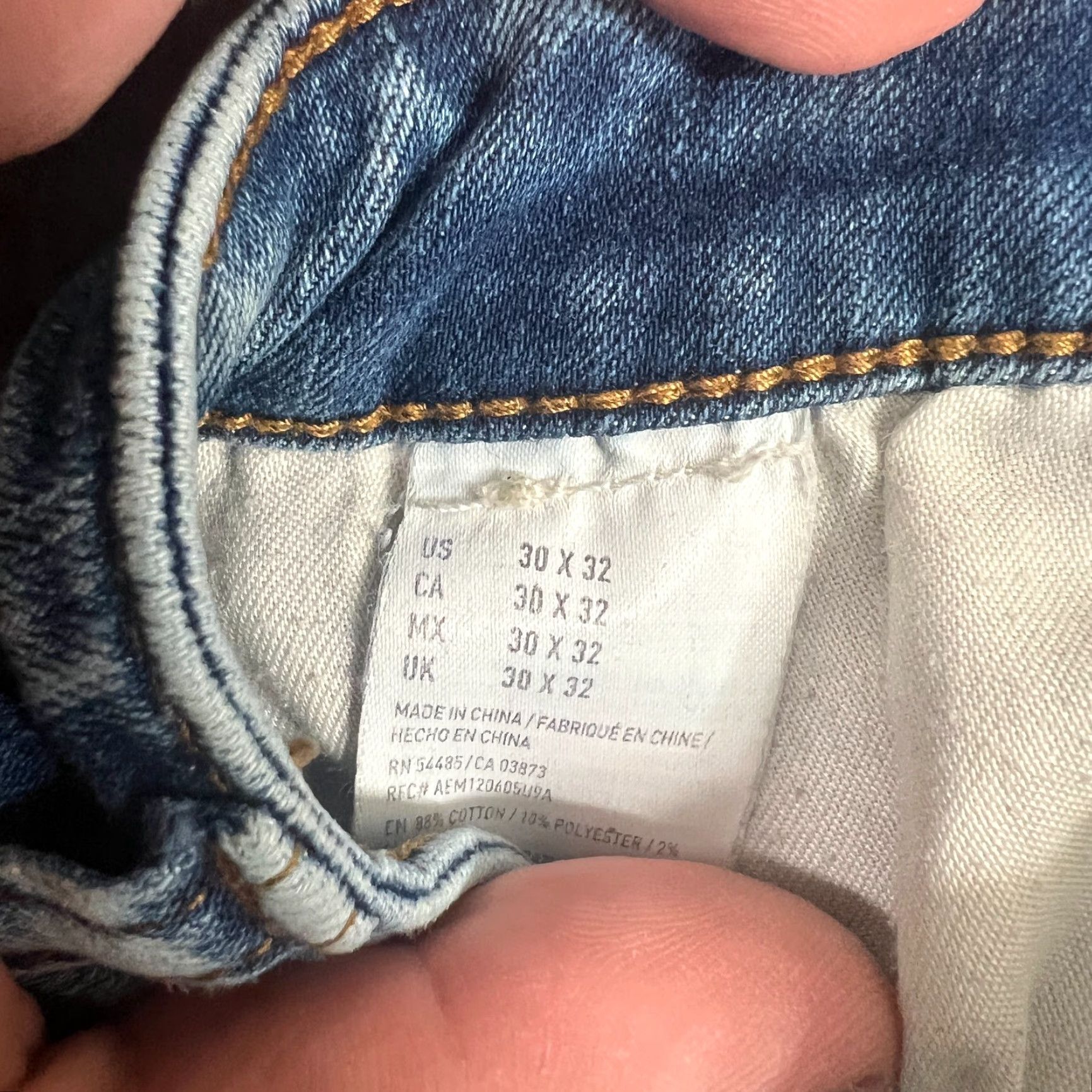 American Eagle Outfitters American Eagle Jeans Adult 30x32 Denim Light Wash Slim Fit Blue USA Mens Size US 30 / EU 46 - 7 Thumbnail