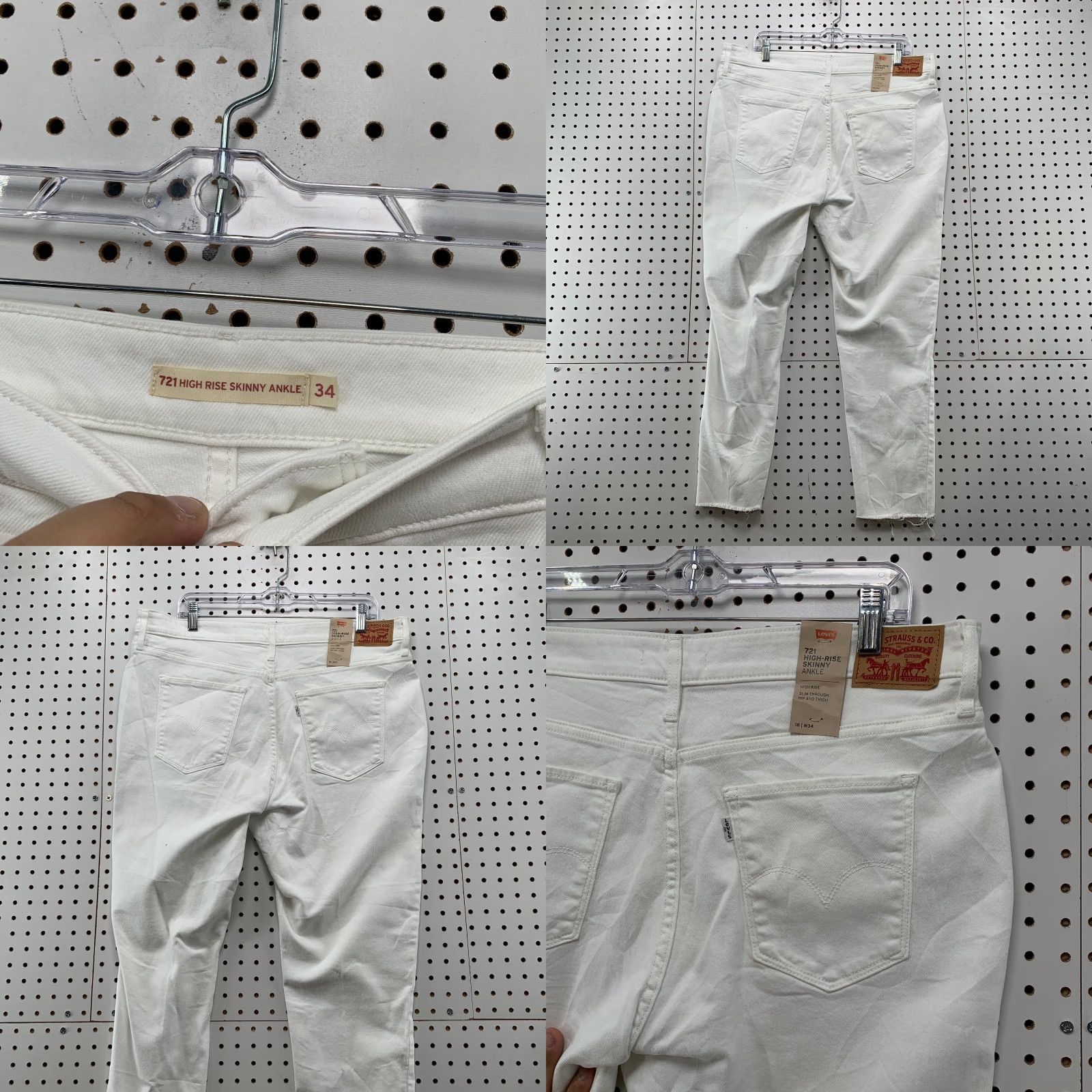 Levi's VINTAGE Levis 721 High Rise Skinny Anke Pants Womens 18 W34 White Slim NWT Size 24" / US 00 / IT 34 - 8 Thumbnail