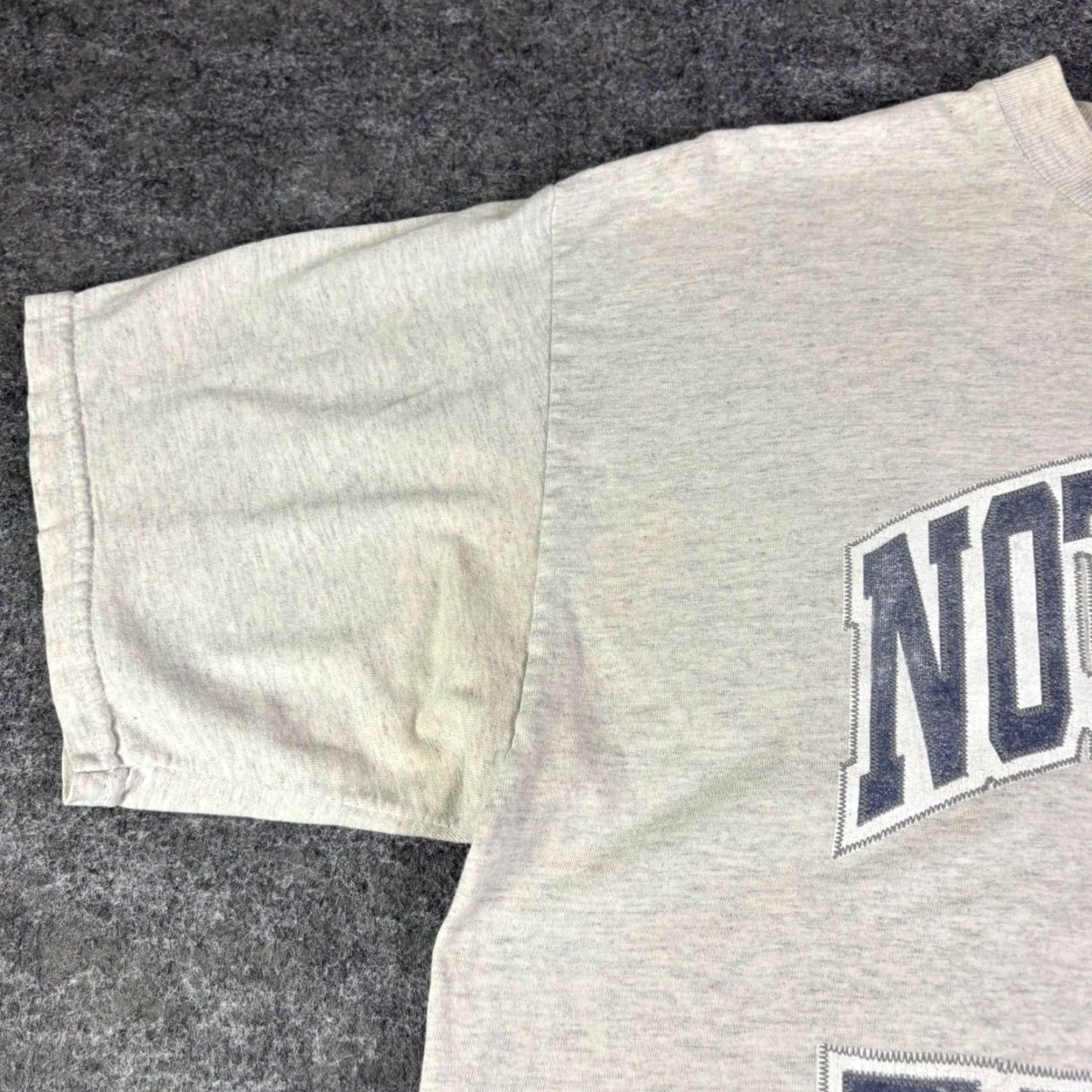 Vintage VINTAGE TNT Notre Dame Football T-Shirt 2XL Heather Grey Distressed Collegiate Shirt Mens Graphics Tee 1990s Big & Tall Size US XXL / EU 58 / 5 - 7 Thumbnail