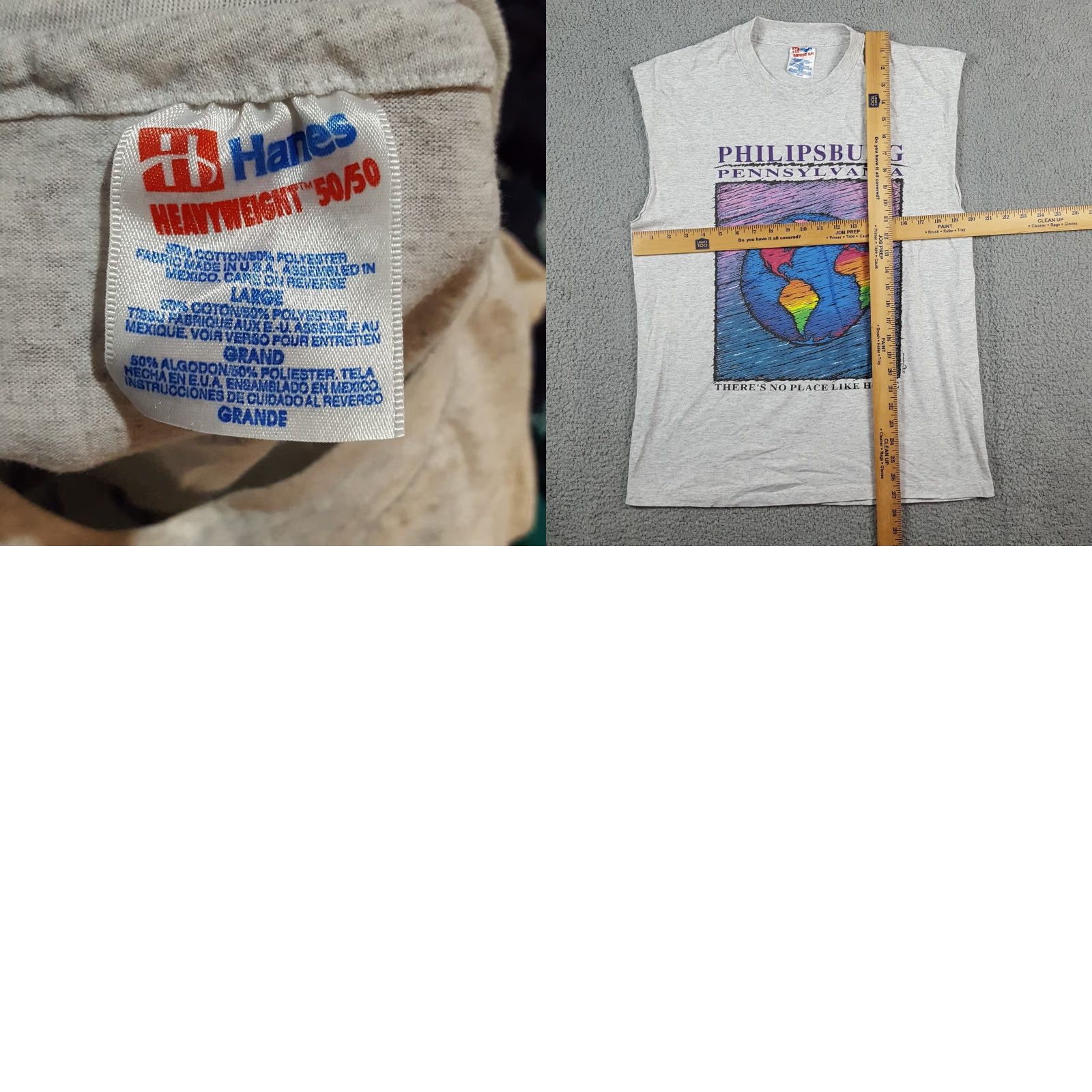 Hanes VINTAGE Hanes Men's T-Shirt Tank Sleeveless 90s Art Nature Outdoor Earth Planets Gray L Size US L / EU 52-54 / 3 - 8 Thumbnail