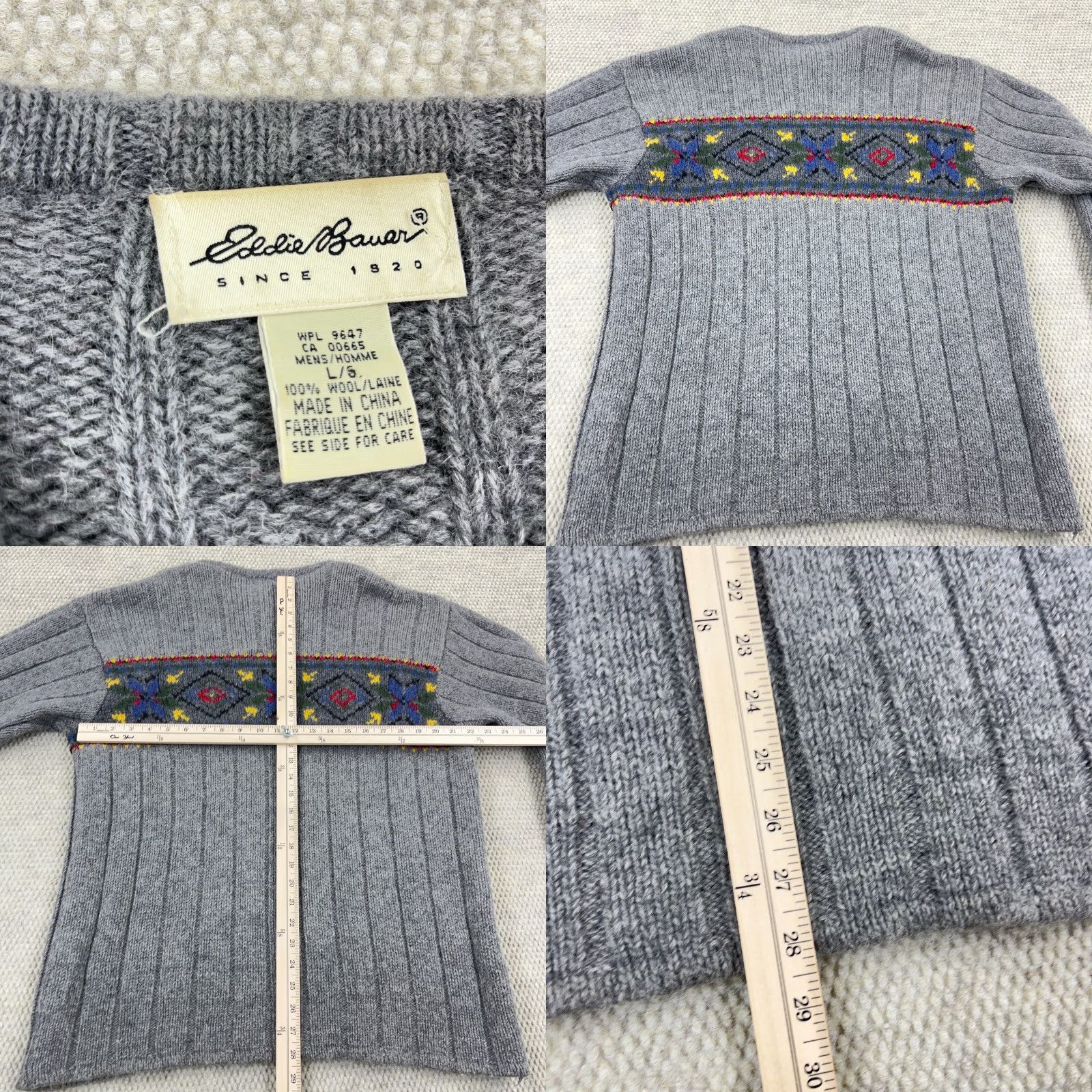 Eddie Bauer VINTAGE Eddie Bauer Sweater Men L Gray Wool Heavy Knit Mock Neck Pullover 90s Logo Classic Winter Mens Size US L / EU 52-54 / 3 - 8 Thumbnail