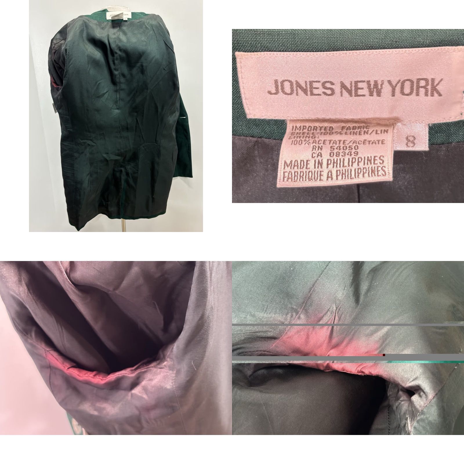Jones New York VINTAGE Jones New York Linen Blazer Jacket Women’s Green Size 8 1990s Double Breasted Peak Size M / US 6-8 / IT 42-44 - 8 Thumbnail