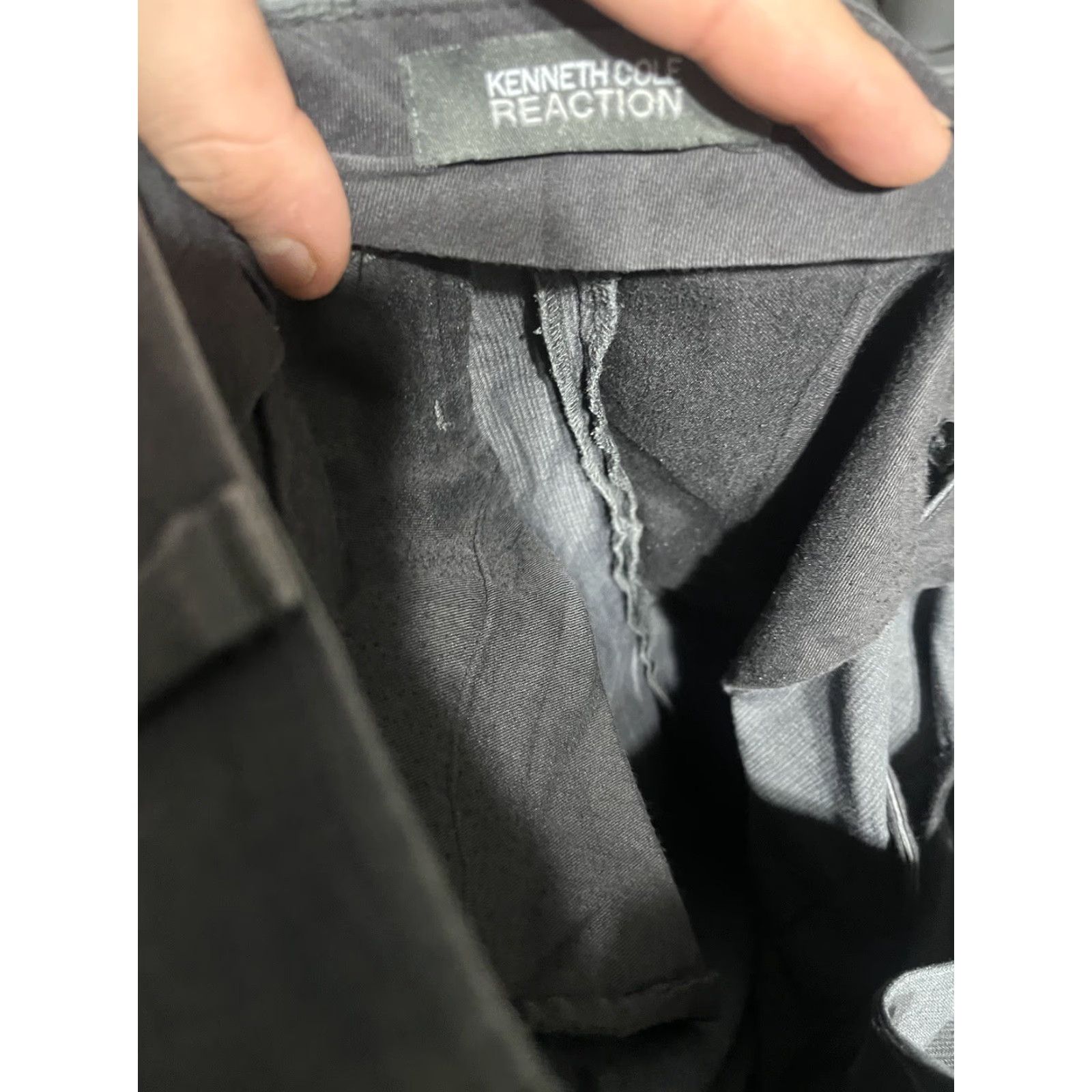 Kenneth Cole KENNETH COLE Reaction Pleated PANTS 36x26 Gray Solid Dress Pants Mens Front Flat Front Chino Cotton 36 Waist 26 Inseam Regular Size Size US 36 / EU 52 - 5 Thumbnail