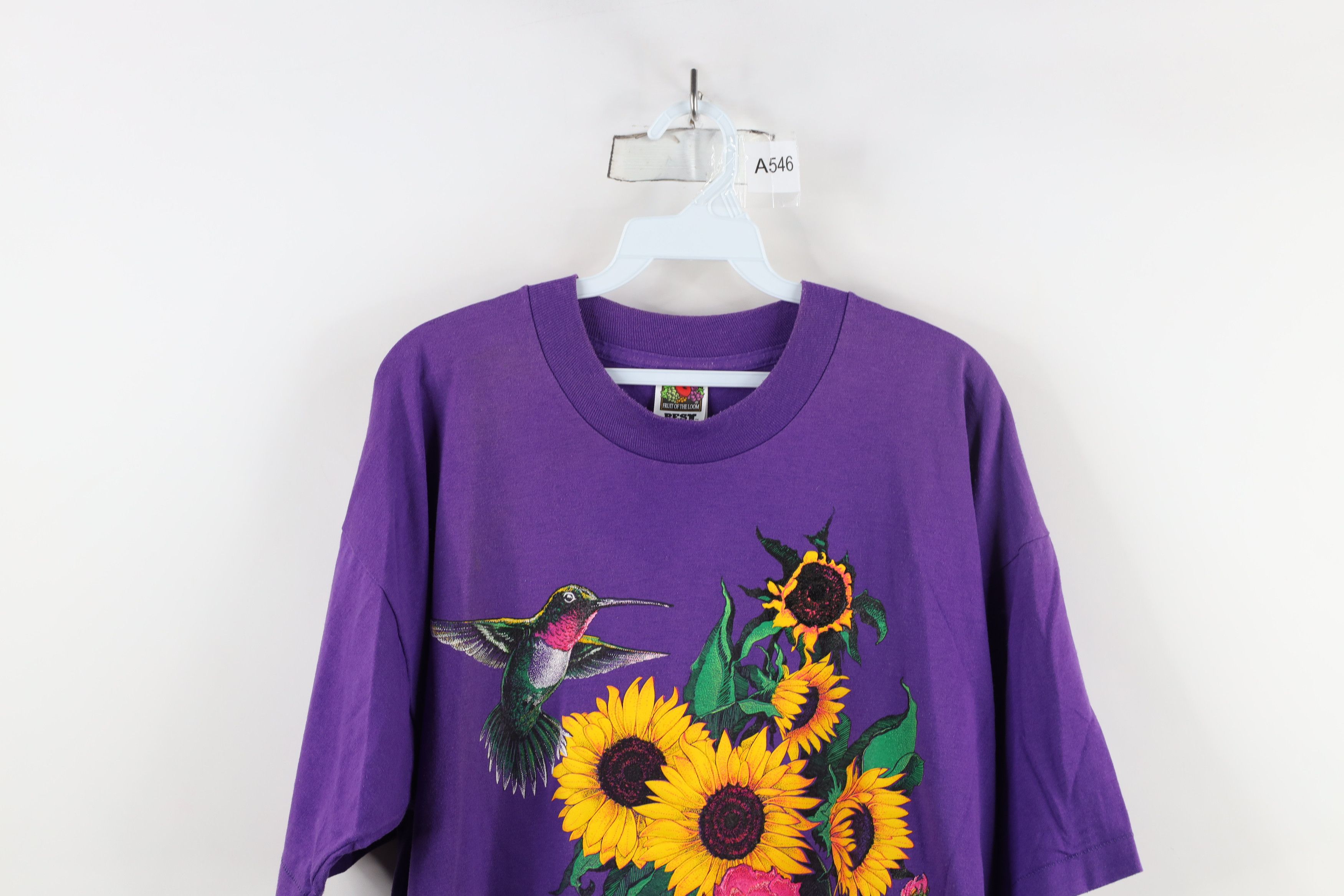Vintage Vintage 90s Streetwear Nature Hummingbird Flower T-Shirt Size XL / US 12-14 / IT 48-50 - 2 Thumbnail