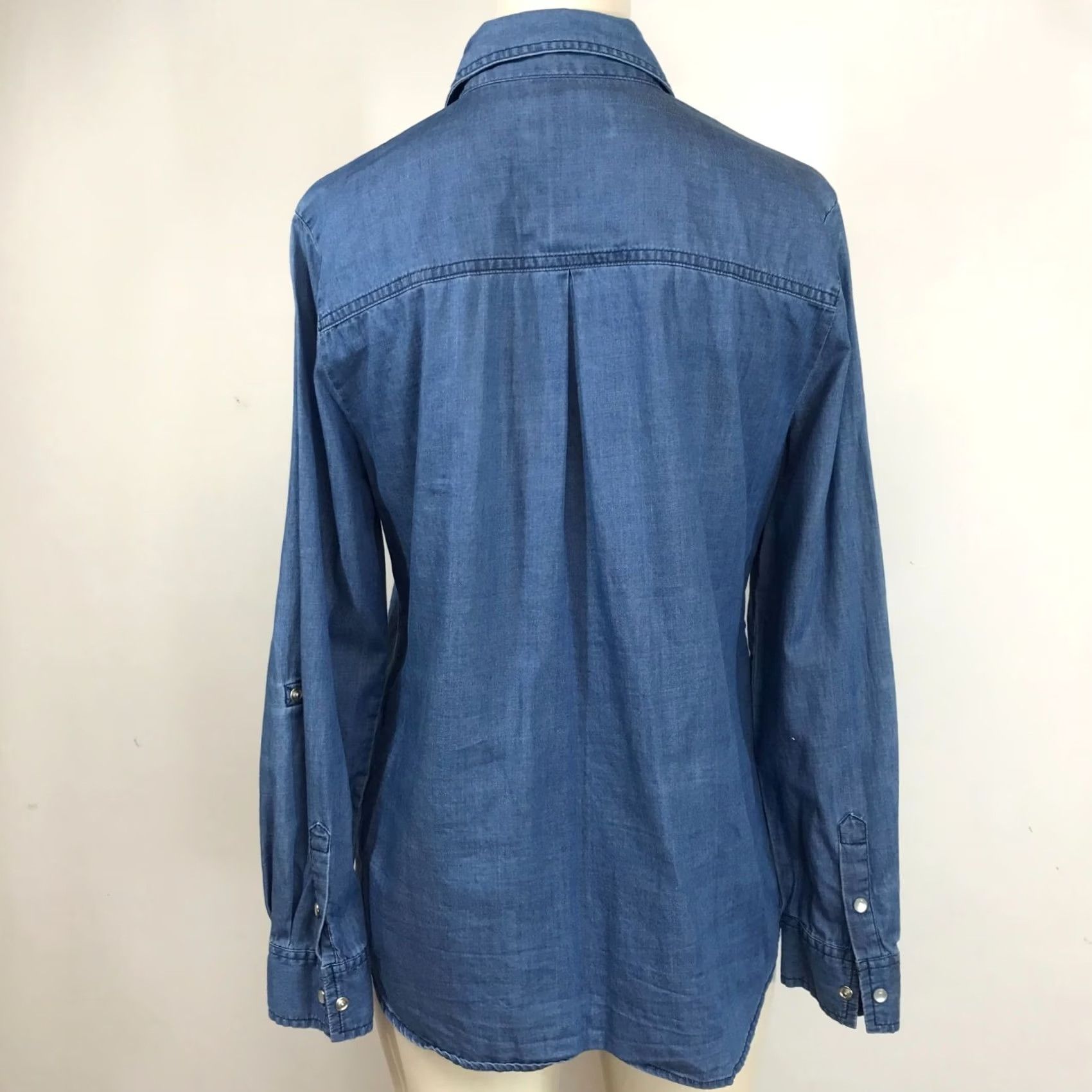 Orvis ORVIS WOMEN'S SMALL BLUE DENIM LONG SLEEVE SNAP COTTON TOP SHIRT Size S / US 4 / IT 40 - 5 Thumbnail