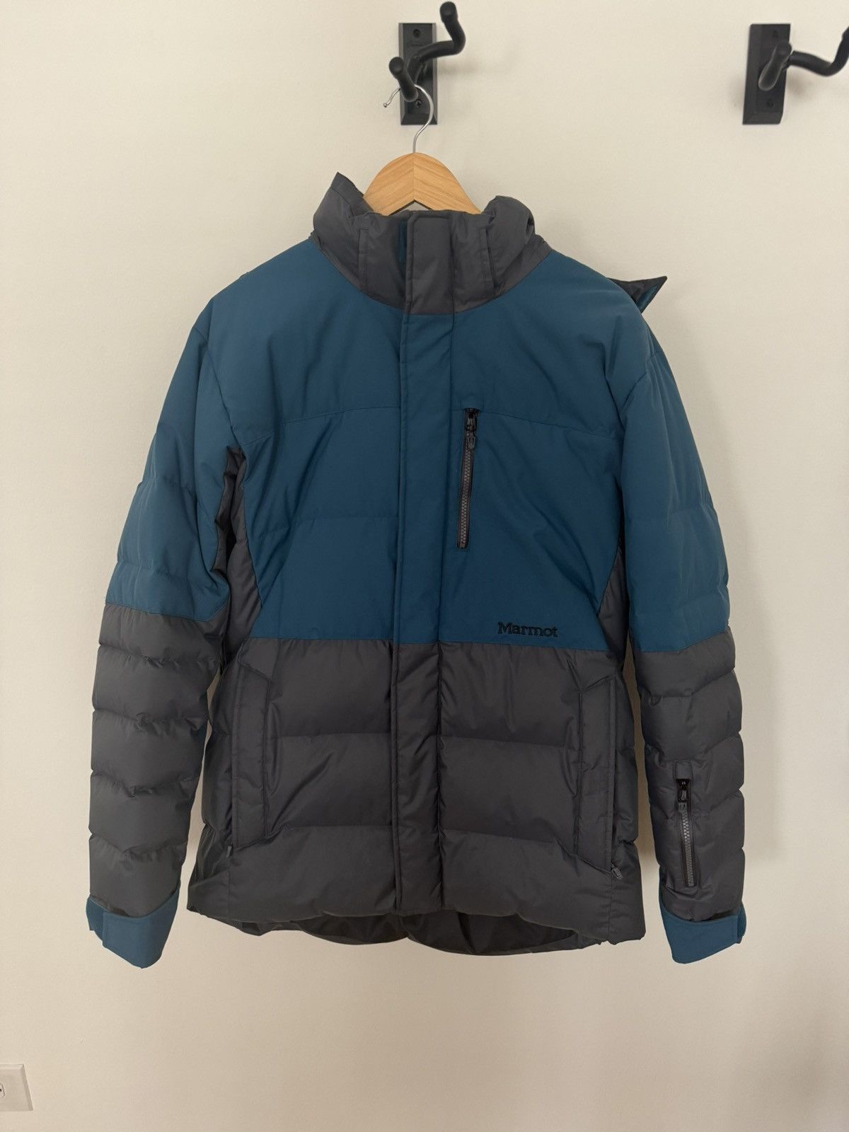 Marmot Marmot Down Puffer Jacket Teal/Charcoal Removable Hood Size US L / EU 52-54 / 3 - 1 Thumbnail