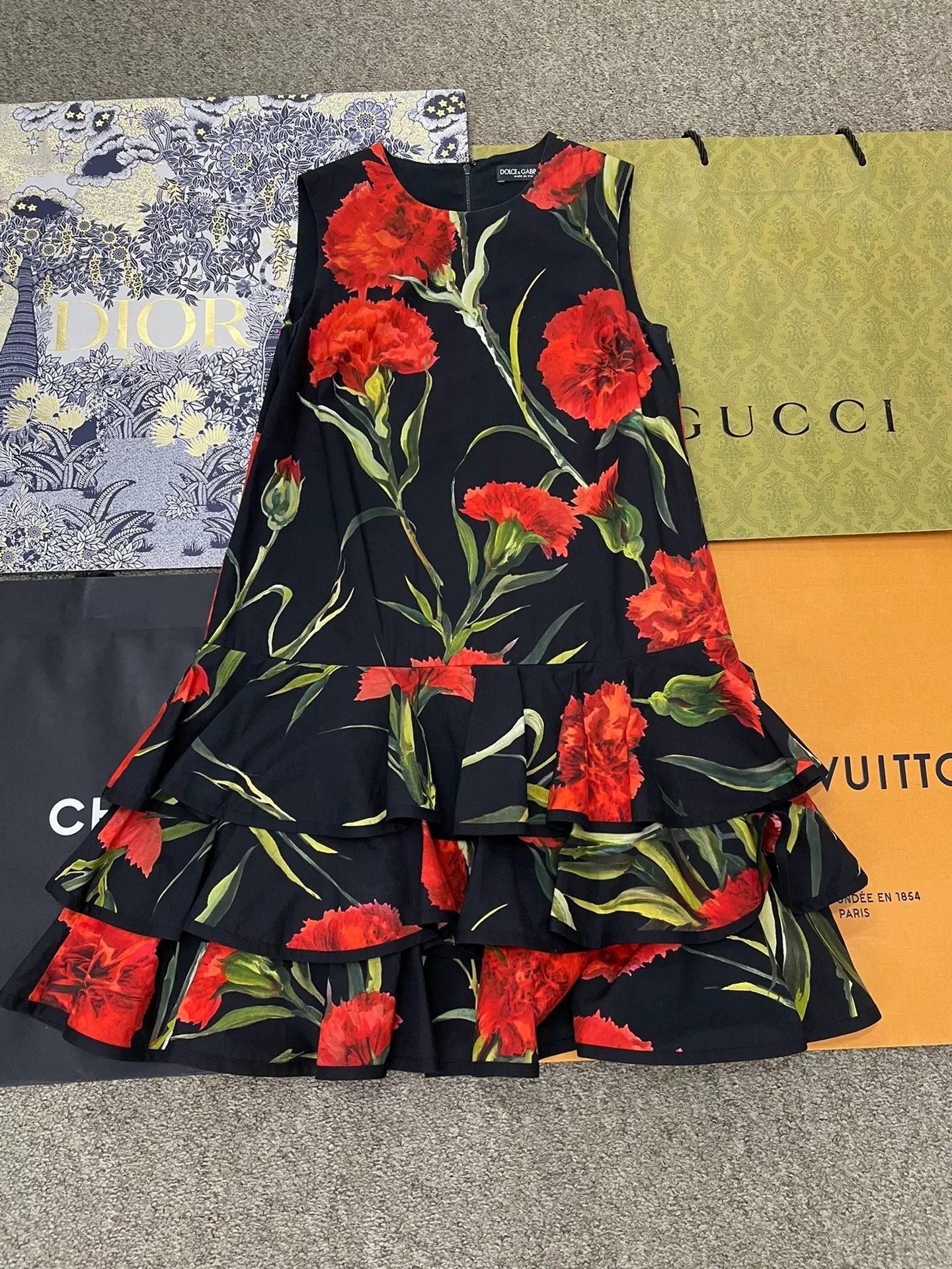 Dolce & Gabbana Dolce&Gabbana Carnation Print Dress Size S / US 4 / IT 40 - 1 Thumbnail