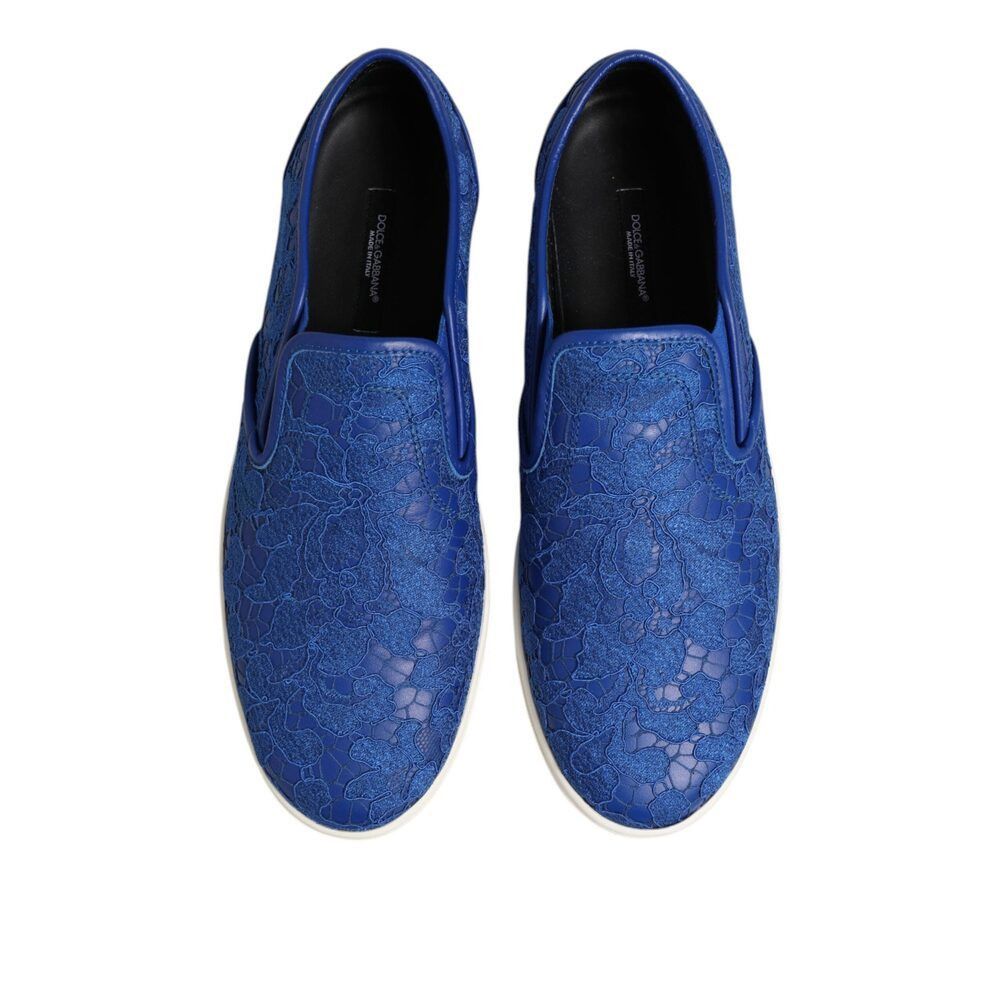 Dolce & Gabbana Dolce & Gabbana Blue Leather Lace Slip On Sneaker Shoes Size US 7 / EU 40 - 3 Thumbnail