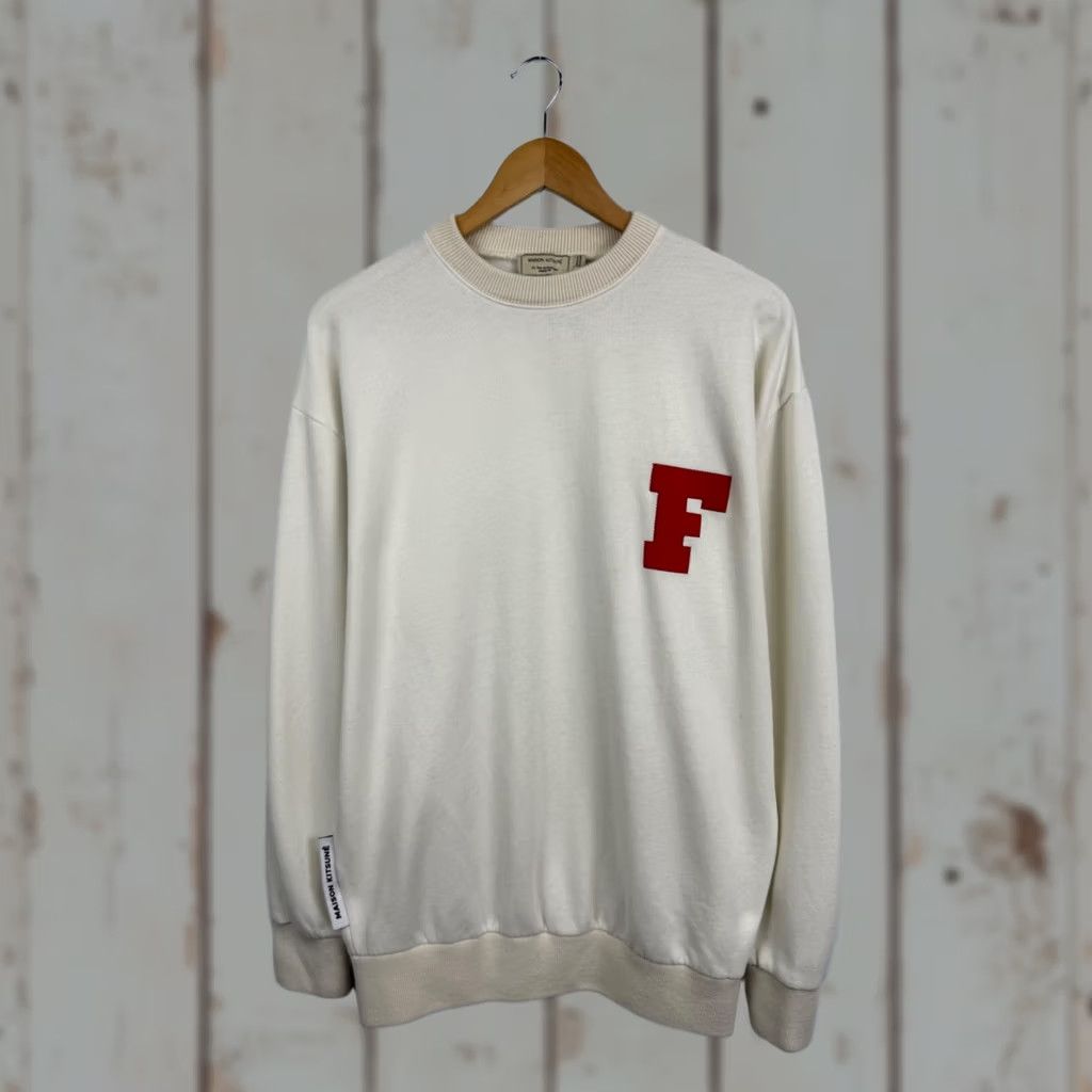 Vintage Maison Kitsune Sweatshirt Paris College Style Beige M Retro Vintage Mens Crew Neck Long Sleeve Size M Adults Oversize Size US M / EU 48-50 / 2 - 1 Thumbnail
