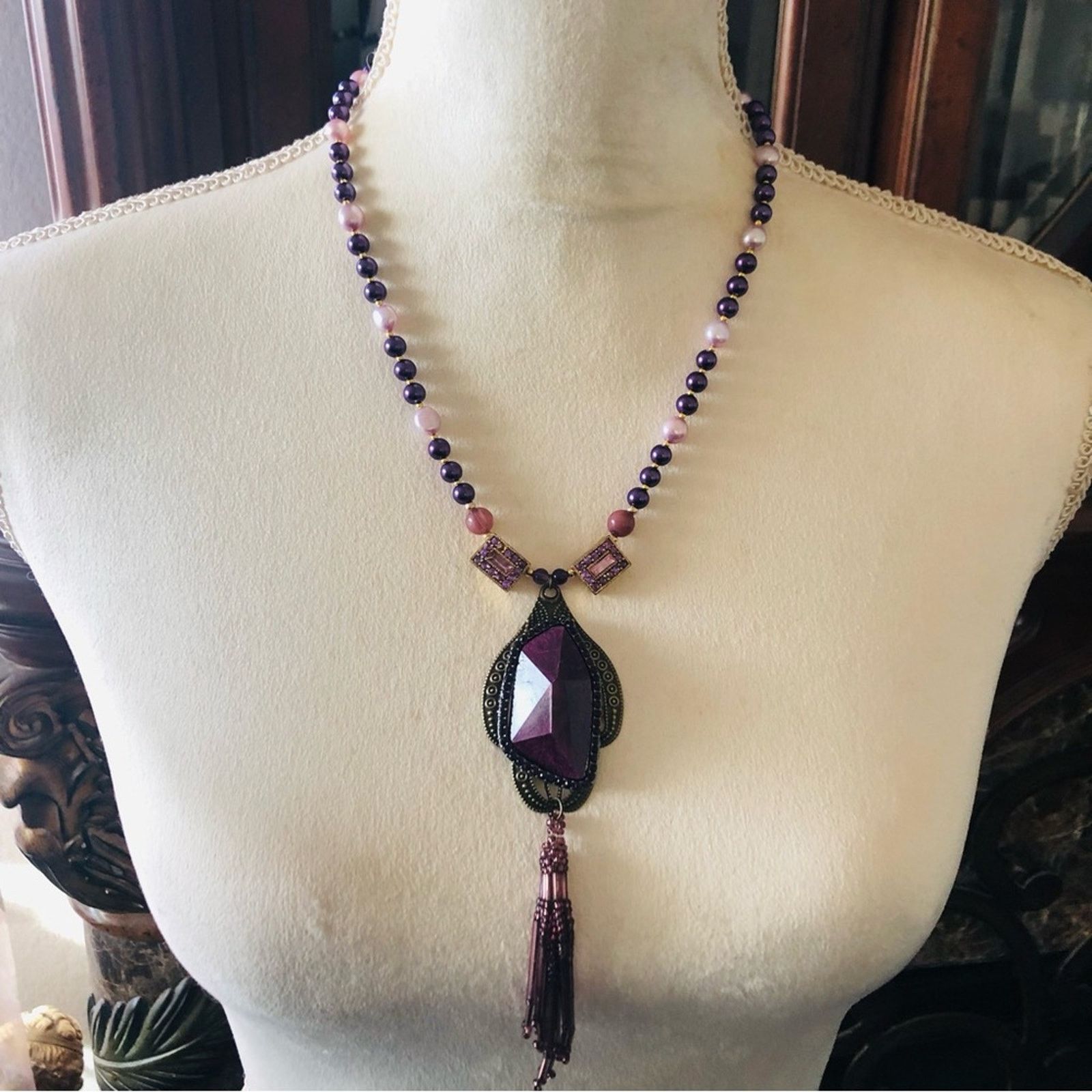 Handmade Handcrafted repurpose lilac freshwater purple Pearl necklace Size ONE SIZE - 2 Thumbnail