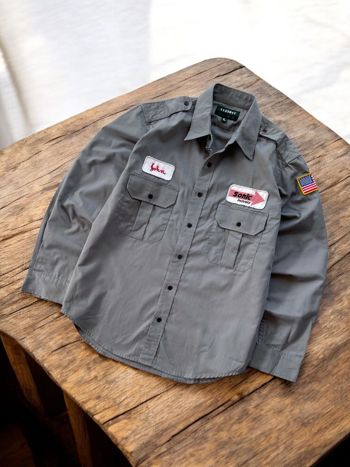 Japanese Brand 🔥Vintage 1123811 D.L.W.E Men's Usa Patches Workshirt Size US L / EU 52-54 / 3 - 1 Thumbnail