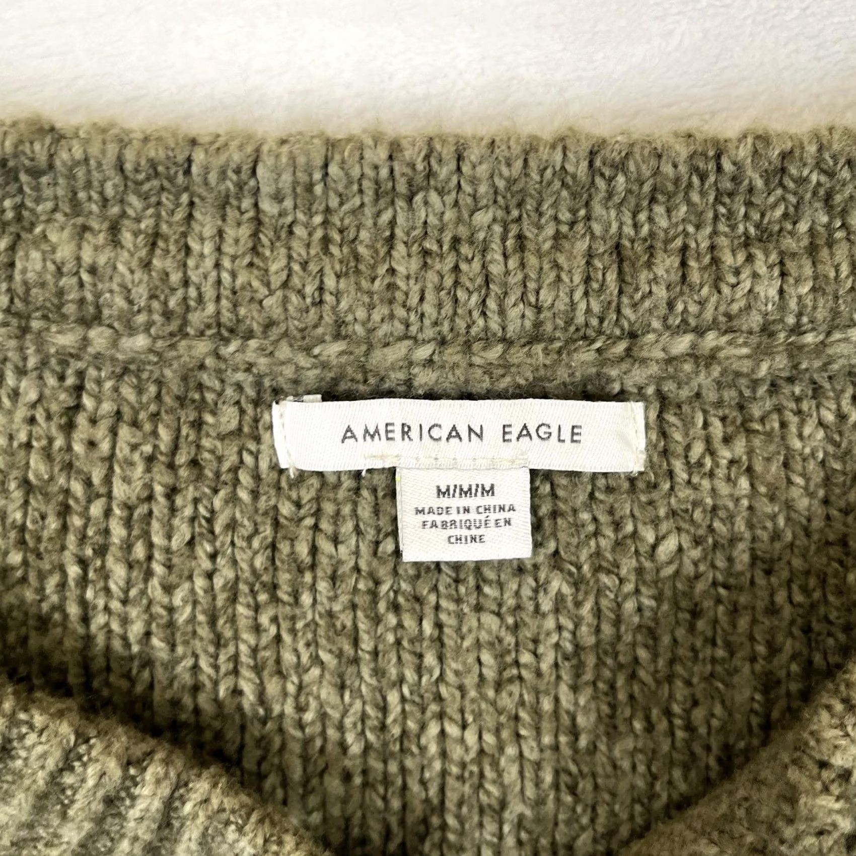 Vintage American Eagle Sweater Womens M Green Lace Up Neck Soft Pullover Chunky Knit Size M / US 6-8 / IT 42-44 - 3 Thumbnail