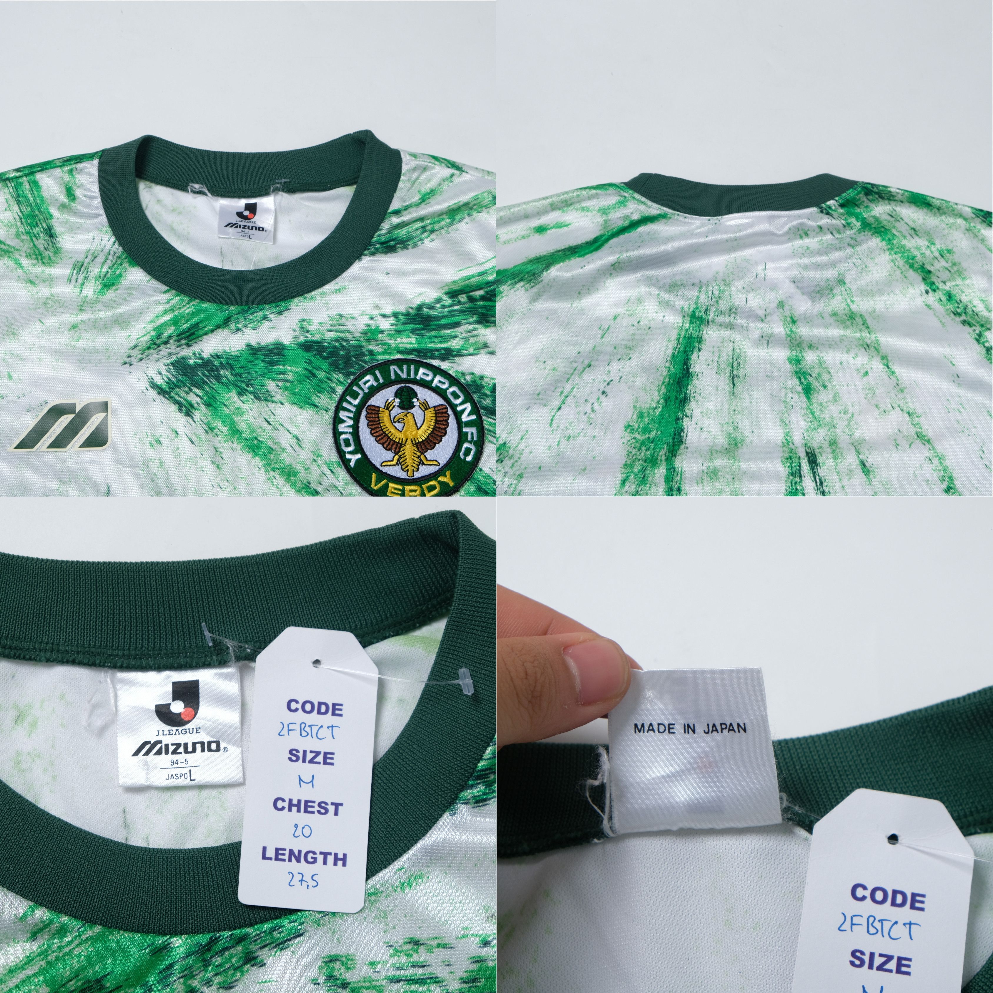 Mizuno 1993/95 Tokyo Verdy Away Shirt Mizuno J-League (M) Size US M / EU 48-50 / 2 - 4 Thumbnail