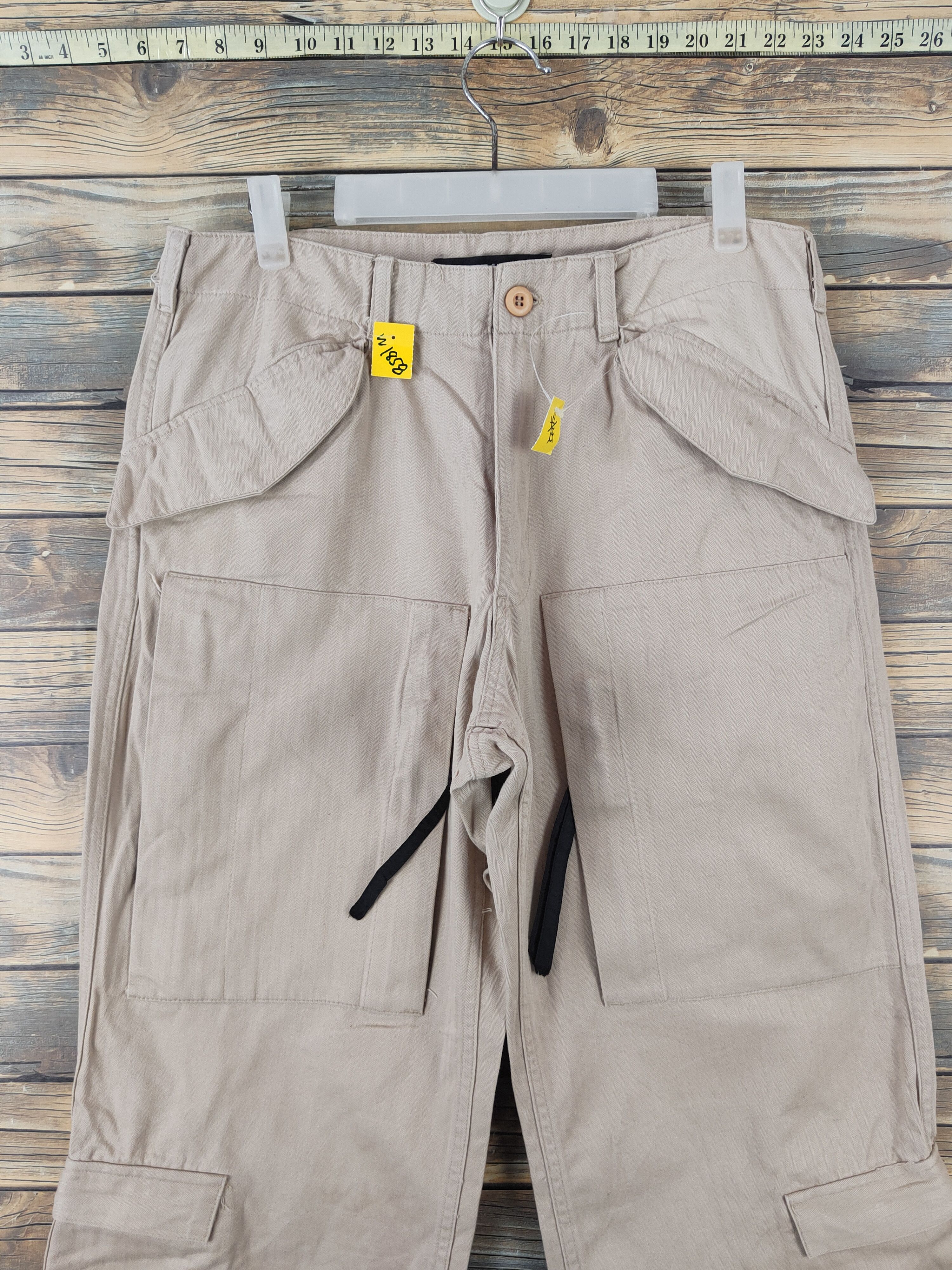 Japanese Brand No Means No Beige Multipocket Tactical Cargo Pants #W1858 Size US 32 / EU 48 - 2 Thumbnail