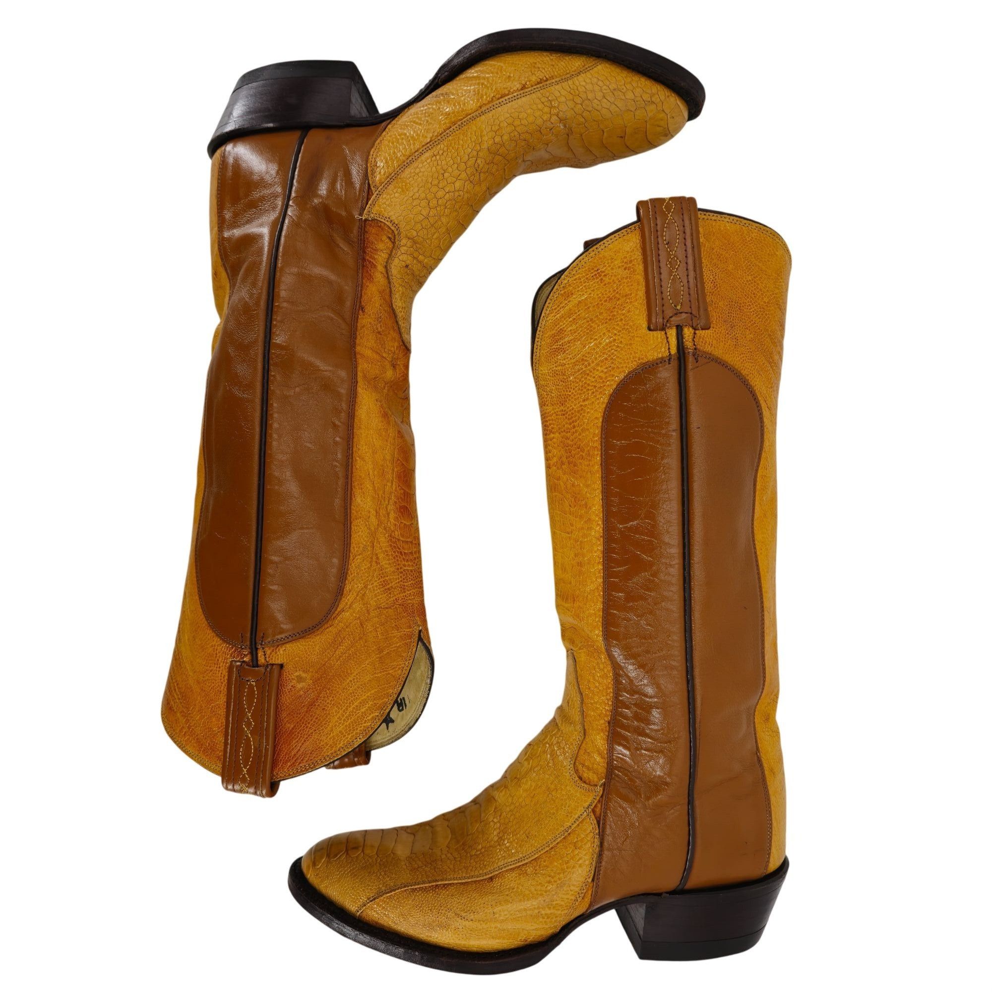 Tony Lama Vintage Unique Exotic Ostrich Tony Lama Mens 7D Brown Cowboy Size US 7 / EU 40 - 7 Thumbnail
