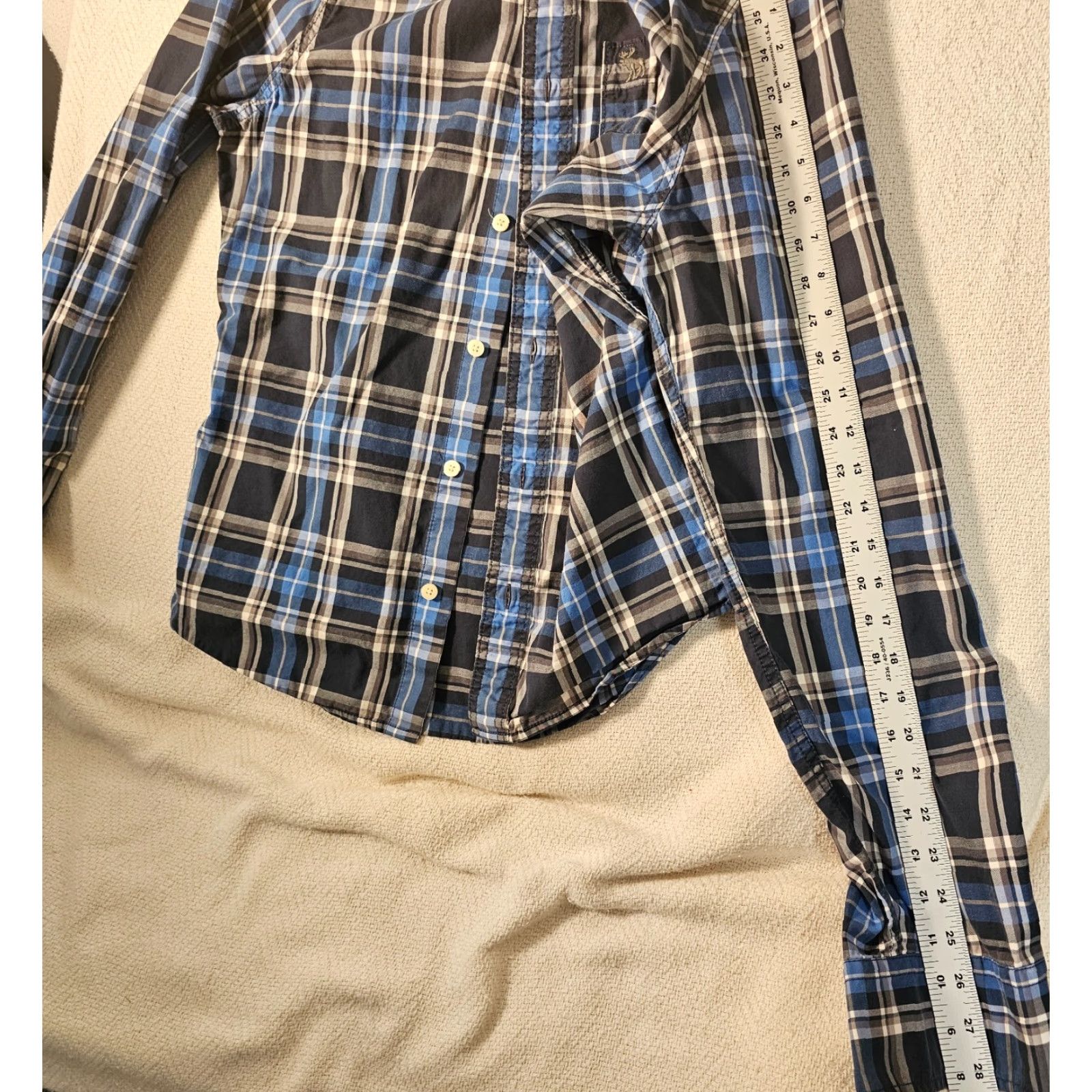 Abercrombie & Fitch ABERCROMBIE & FITCH Blue Plaid Button-Down Shirt Men's Slim Fit Size M Cotton Long Sleeve Casual with Pocket Size US M / EU 48-50 / 2 - 5 Thumbnail