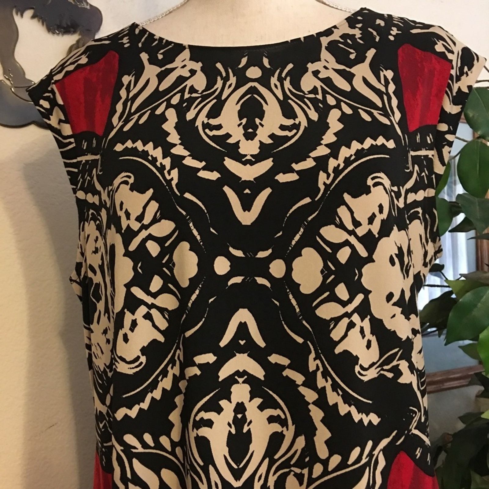 Alfani Alfani red black and white print tunic top P/L Size L / US 10 / IT 46 - 3 Thumbnail