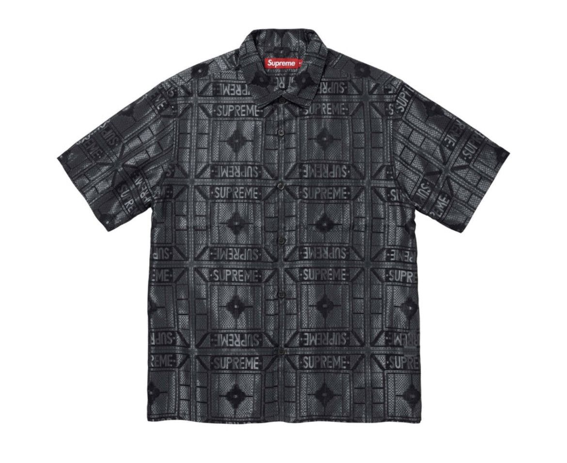 image of Supreme Tray Jacquard S/s Shirt Black XL In Hand, Men's