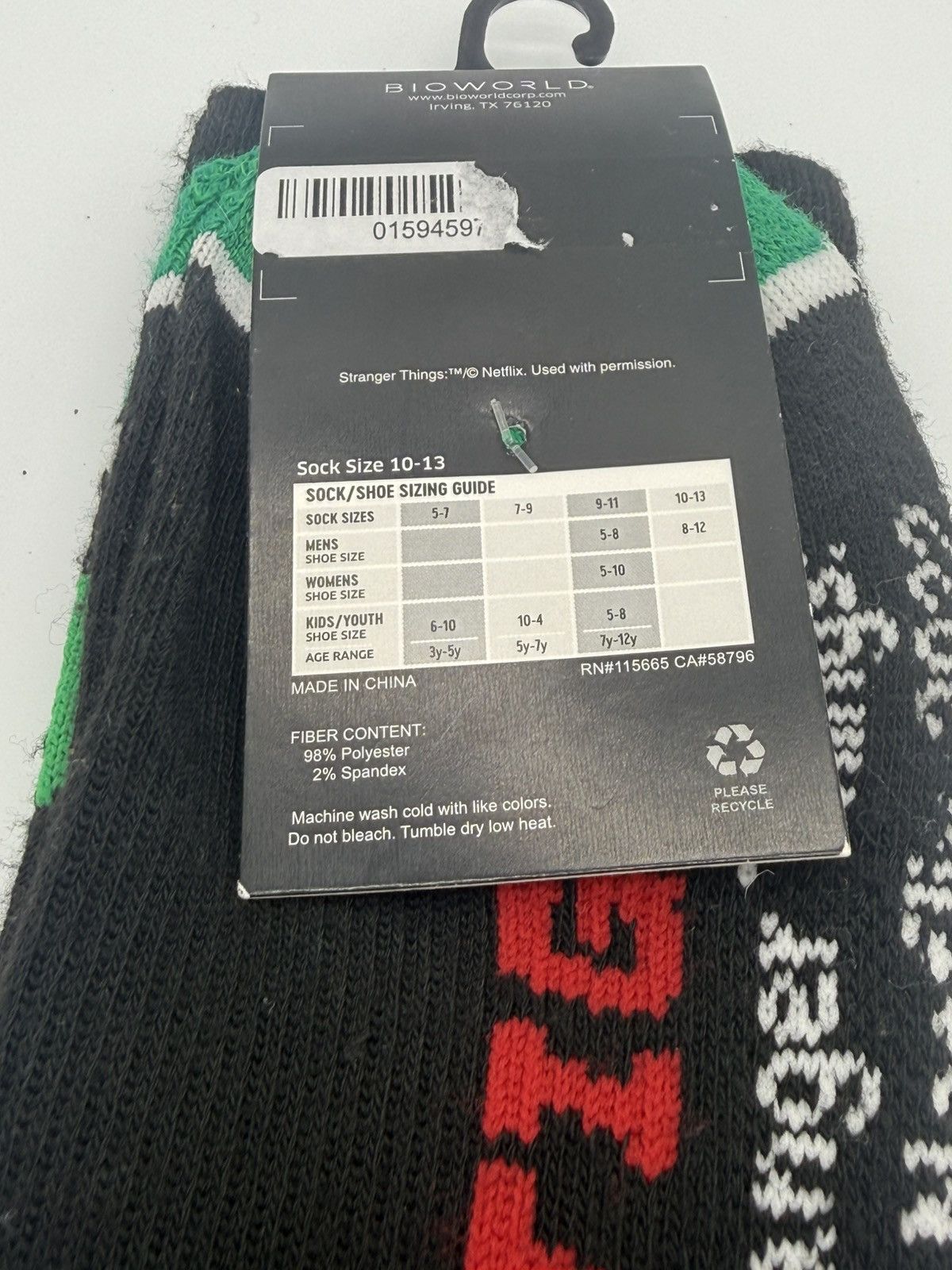 Other Netflix Stranger Things Hawkins High Tigers Crew Socks Size ONE SIZE - 4 Thumbnail