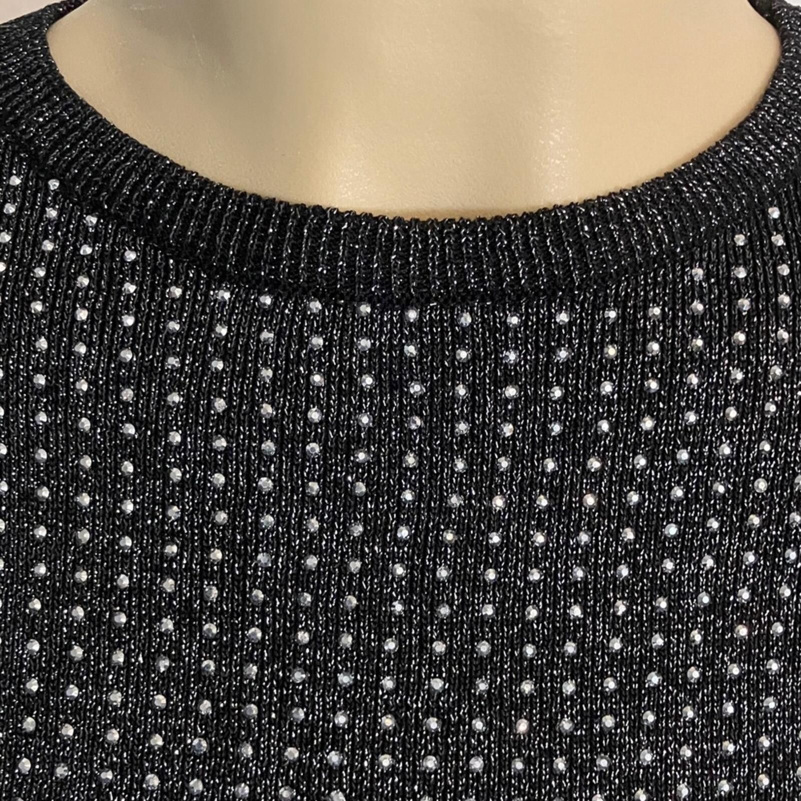 Essentiel Antwerp Elegant Black Rhinestone Crop Top Size S / US 4 / IT 40 - 6 Thumbnail