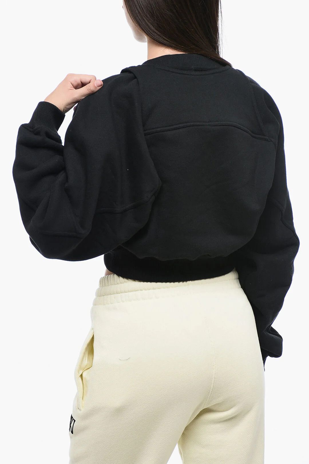 Off-White og1mm0426 Double-Layer Crop Sweatshirt in Black Size S / US 4 / IT 40 - 2 Thumbnail