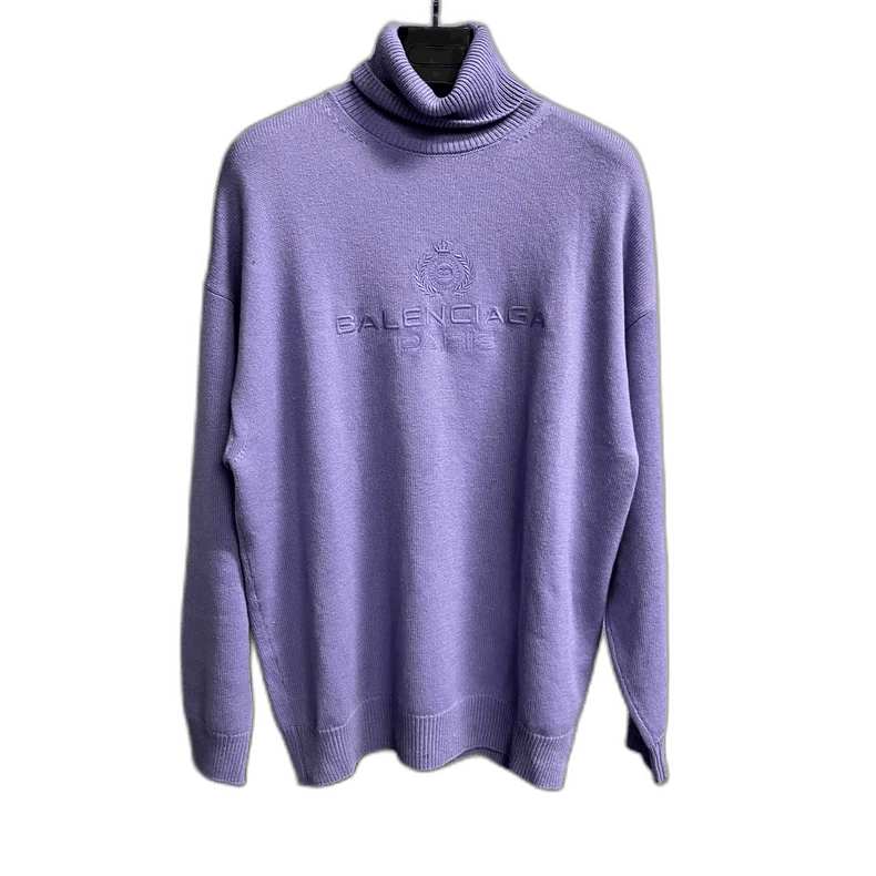 Balenciaga Balenciaga Purple Embroidered Long Sleeve Sweater Size US M / EU 48-50 / 2 - 1 Thumbnail