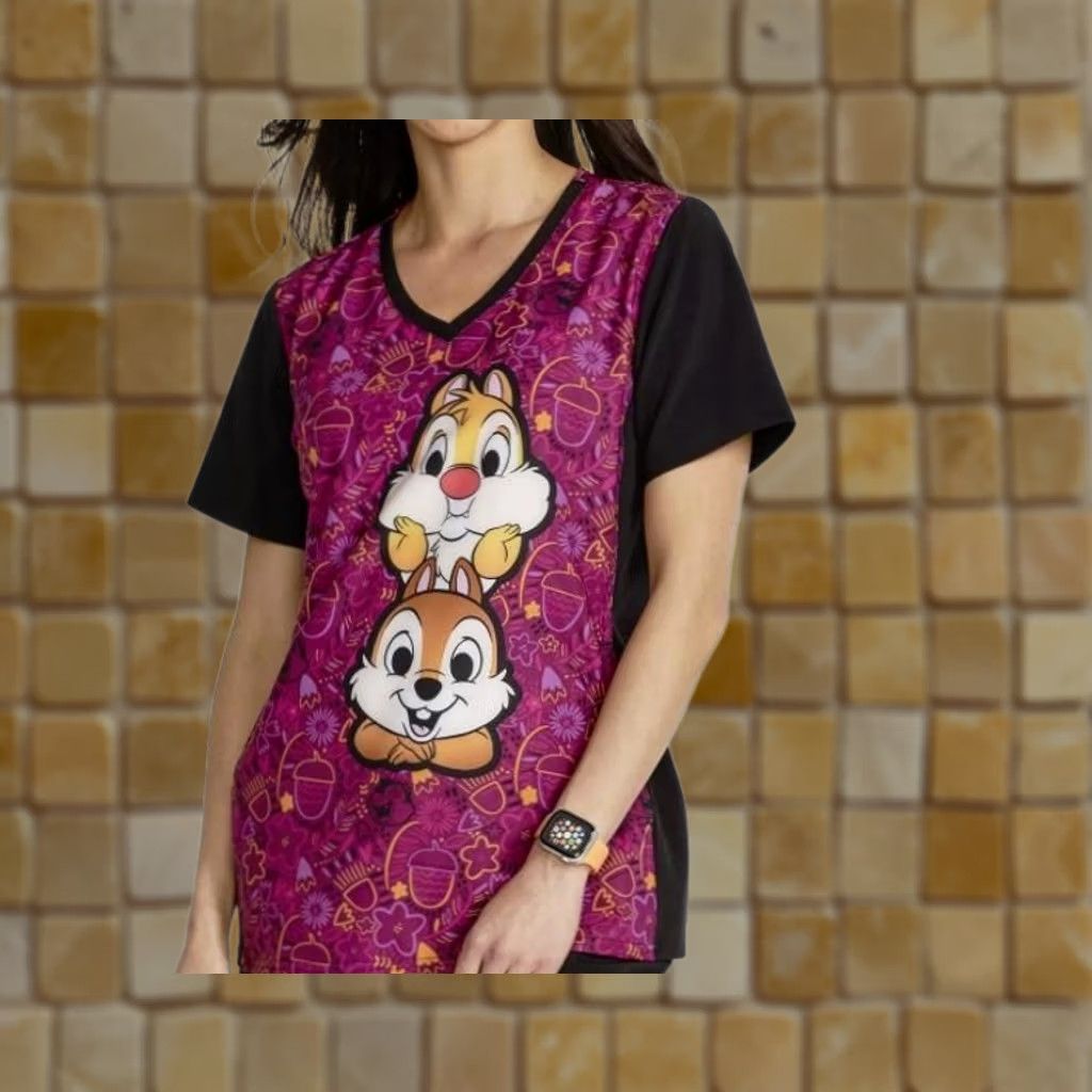 Vintage VINTAGE New Women's Tooniforms V-NECK Chip n Dale SCRUB TOP SCRUBS SIZE M Size M / US 6-8 / IT 42-44 - 1 Preview