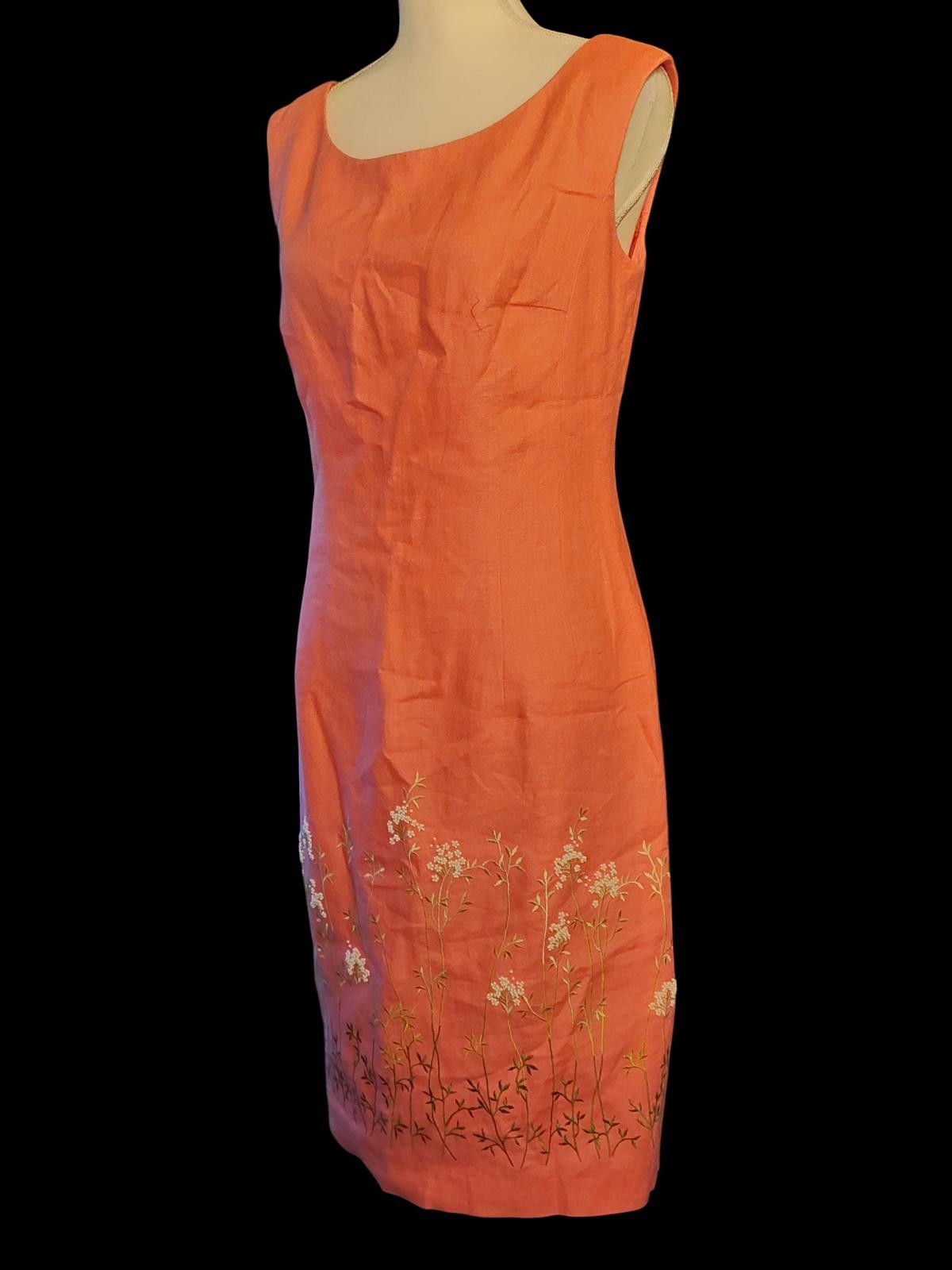 Other Maggy London Elegant Coral Midi Dress with Floral Embroidery Size M / US 6-8 / IT 42-44 - 4 Thumbnail