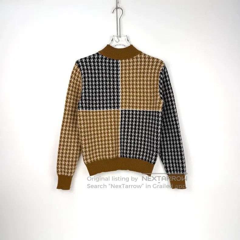 Hermes Hermes Gray Beige Houndstooth Cashmere Metal Logo Sweater Size XS / US 0-2 / IT 36-38 - 4 Thumbnail