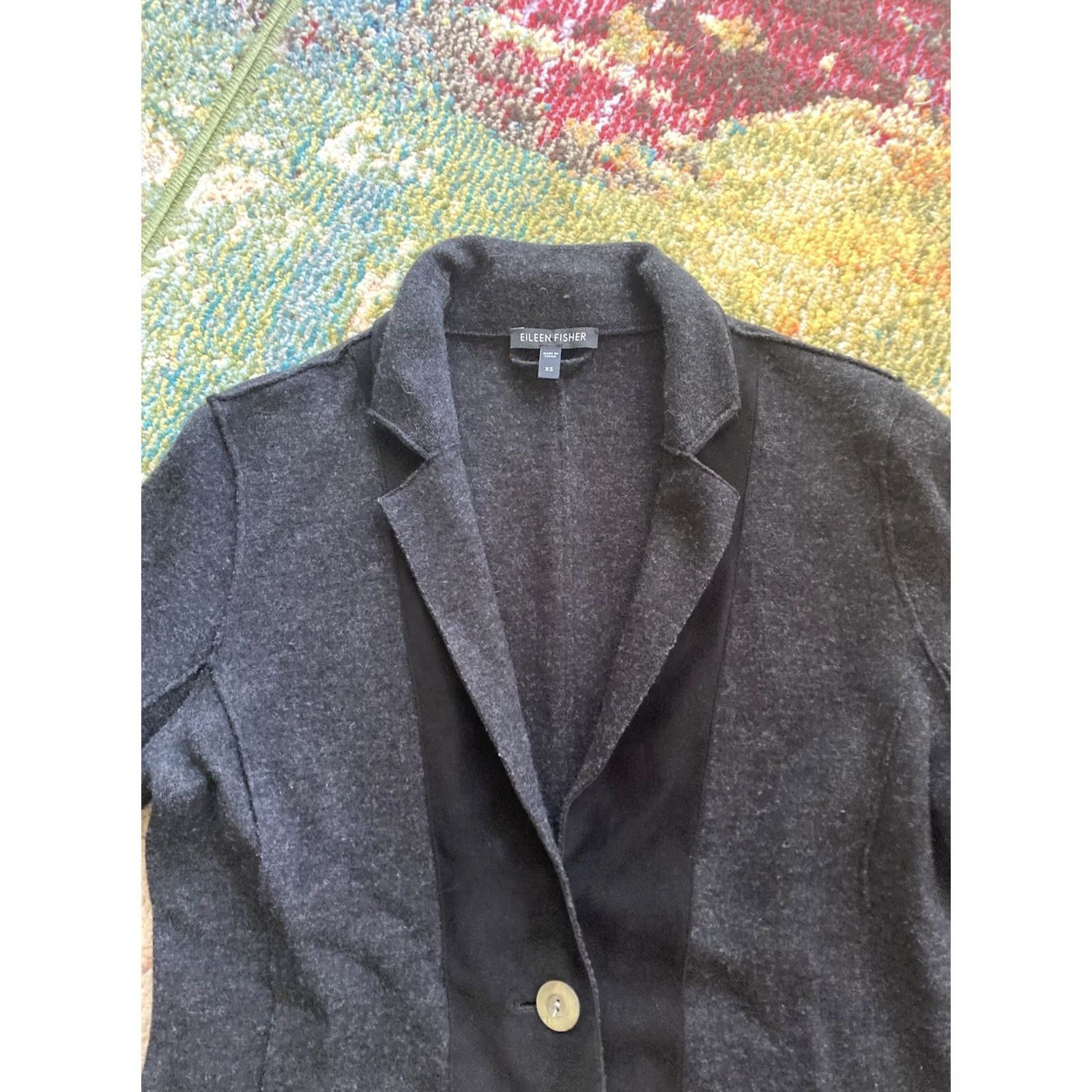 Eileen Fisher Eileen Fisher Cardigan Jacket Womens XS Notch Collar Merino Wool Leather Trim Size XS / US 0-2 / IT 36-38 - 4 Thumbnail