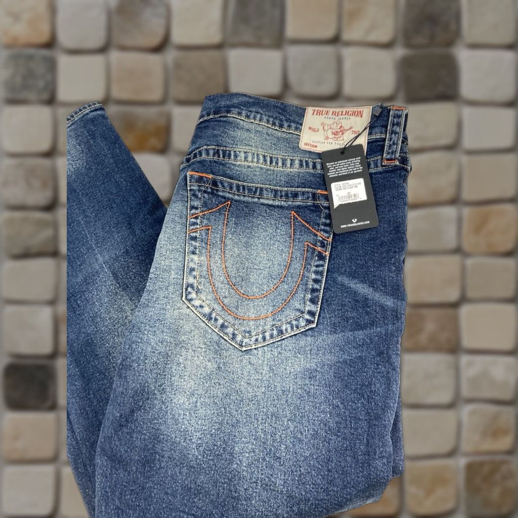 True Religion VINTAGE True Religion Geno No Flap Jeans Men 42X32 Blue Distressed Dark Relaxed Slim NWT Size US 42 / EU 58 - 1 Thumbnail