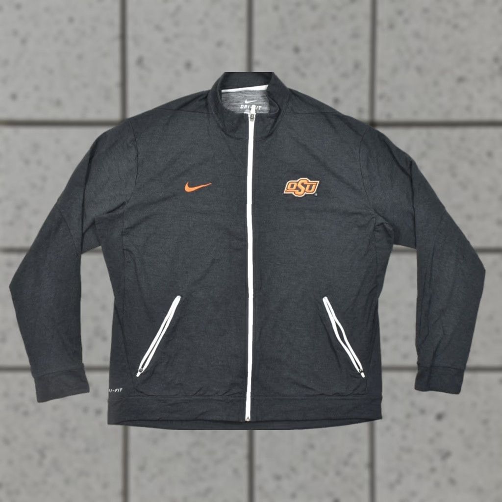 Nike Nike Dri-Fit Oklahoma State University Cowboys Men XXL Black Full Zip Jacket OSU Jacket Full Zip Cowboys Mens 2XL Black Nike OSU Windbreaker Football Size US XXL / EU 58 / 5 - 1 Thumbnail