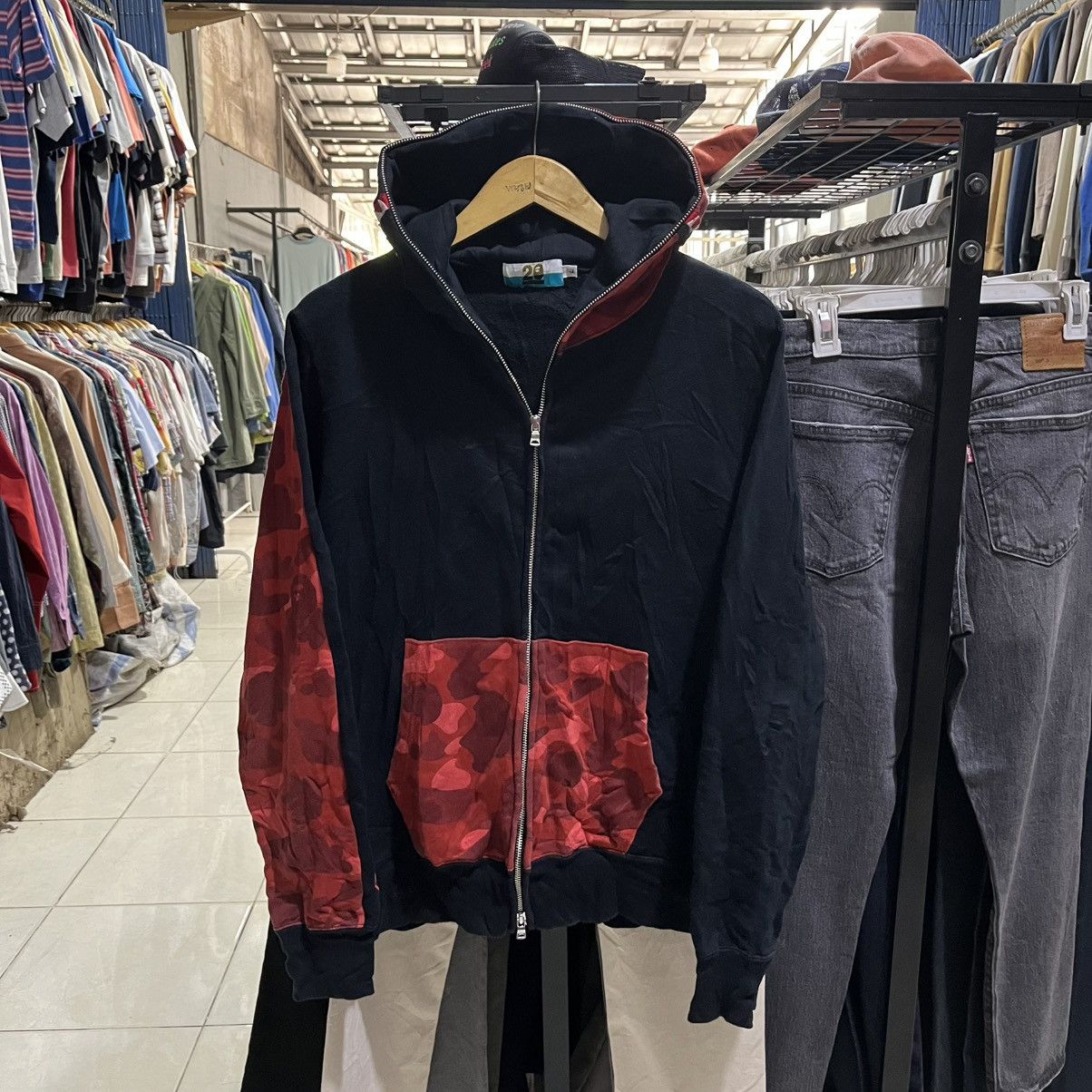 Bape Steals💰Bape 20th Anniversary Red Camo Shark Zip Up Hoodie Size US L / EU 52-54 / 3 - 1 Thumbnail