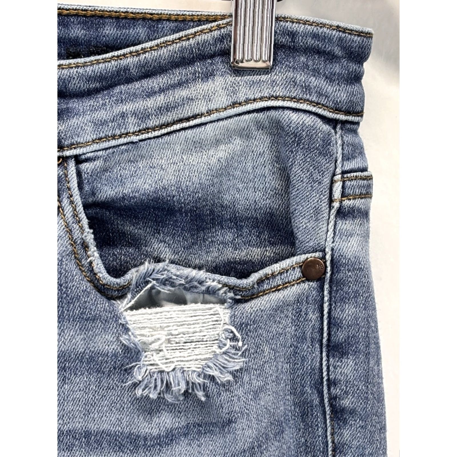 Vintage JUDY BLUE Skinny Jeans 31 Hi Rise Distressed Stretch Womens Blue Size 13 Size 24" / US 00 / IT 34 - 3 Thumbnail