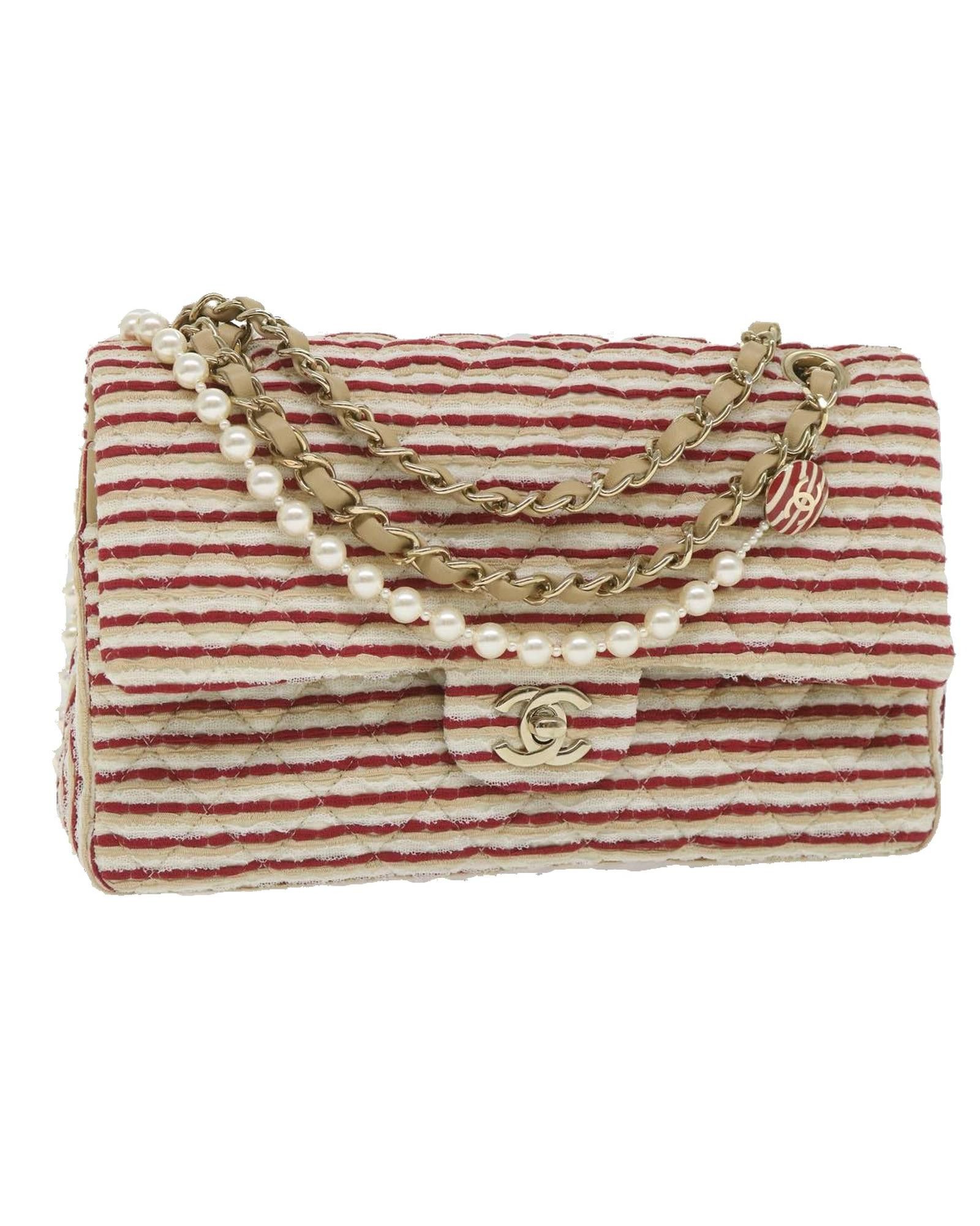 image of Chanel Timeless Canvas Shoulder Bag in Beige, Women's