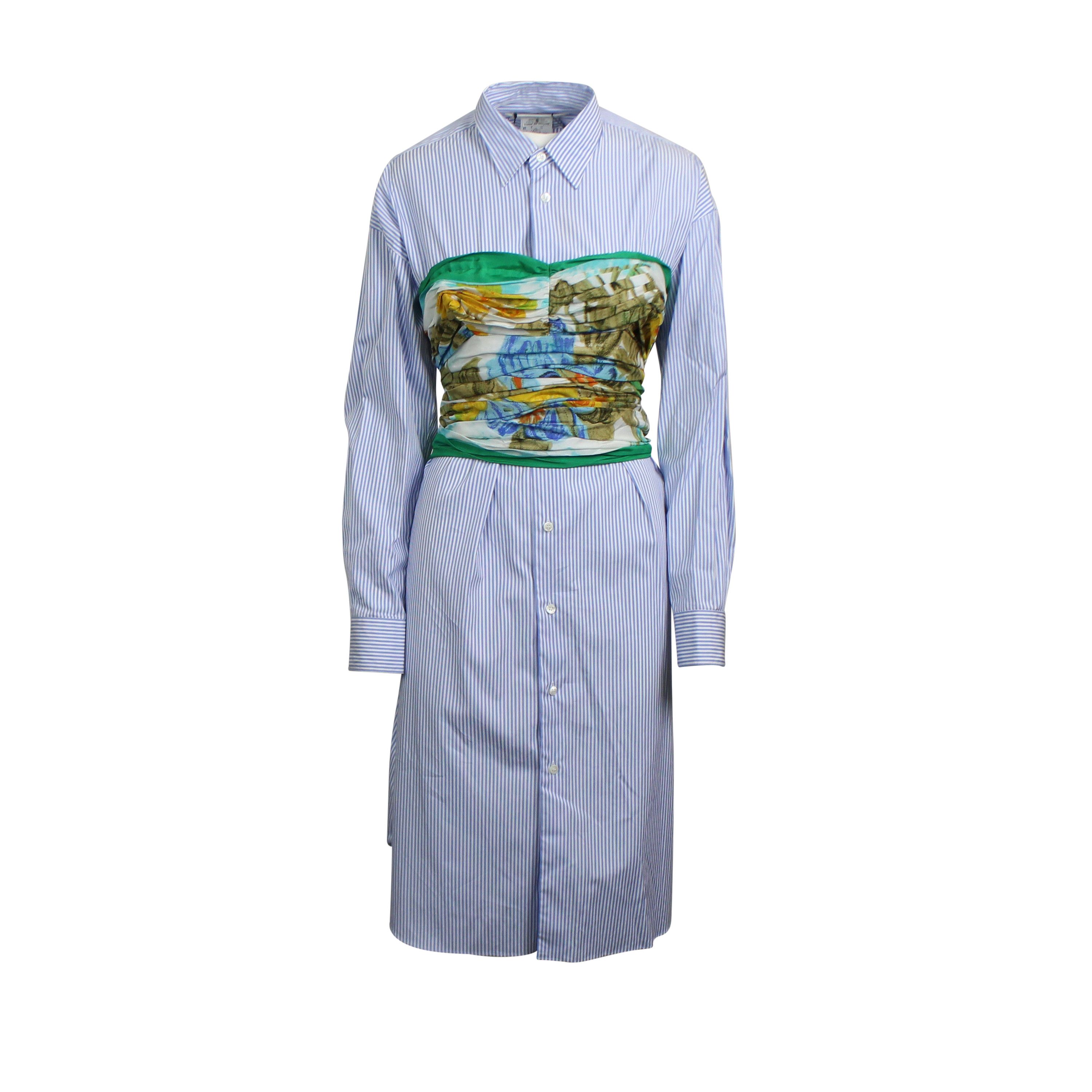 image of Junya Watanabe Light Blue Printed Bustier Shirt Dress Size S, Women's
