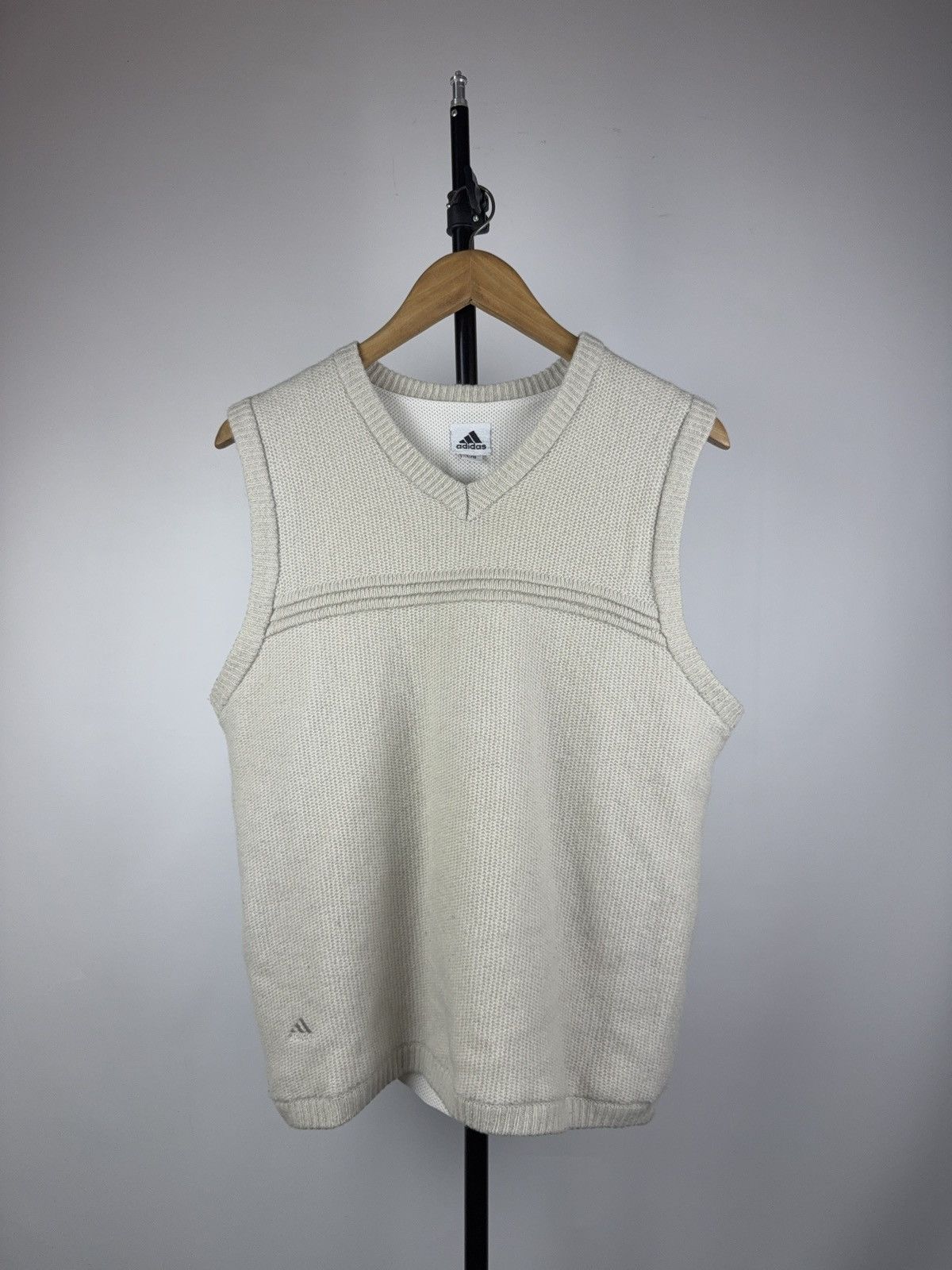Adidas Vintage 00s Retro Adidas Golf Y2K Cream Wool Vest Size L / US 10 / IT 46 - 1 Thumbnail