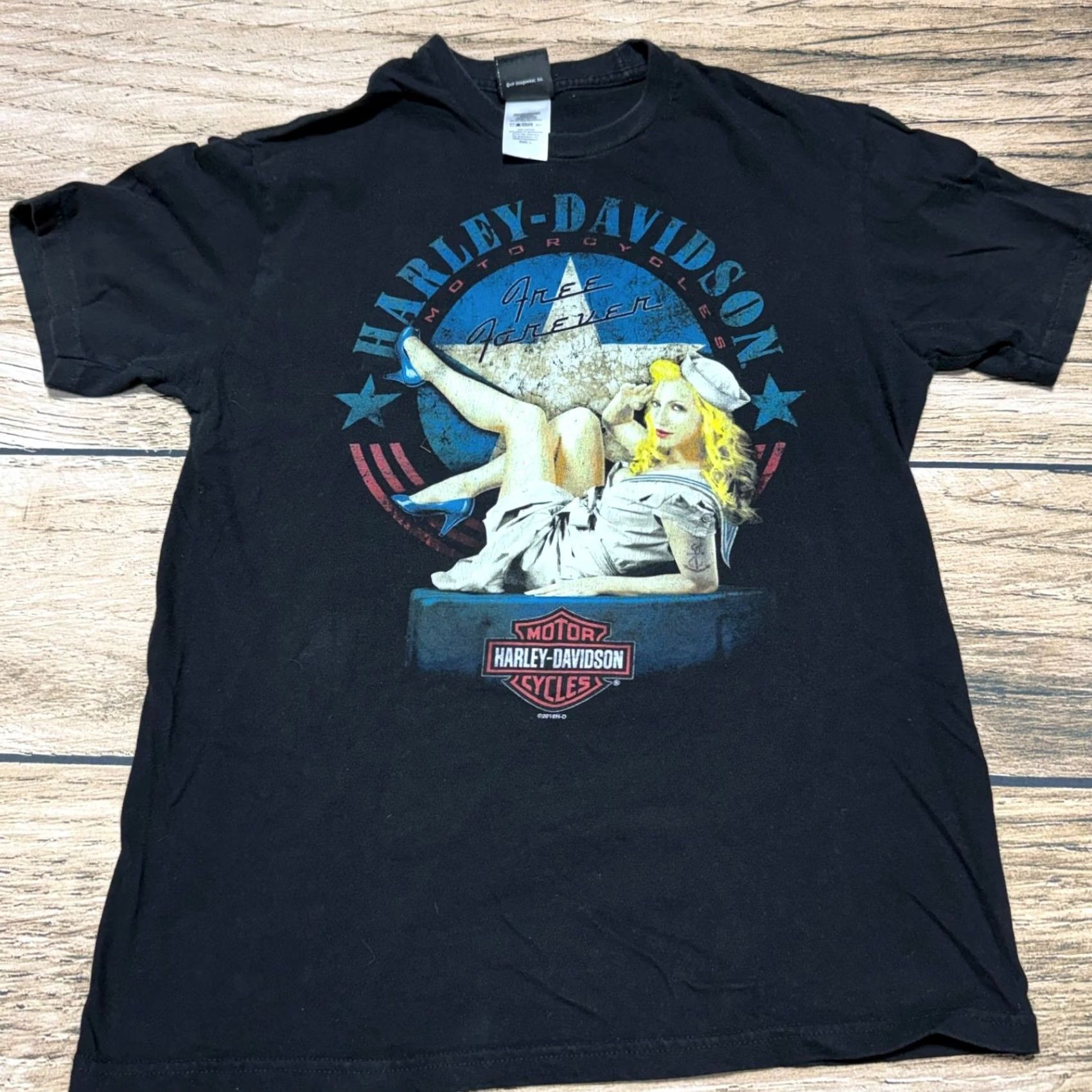 Harley Davidson Harley-Davidson T-Shirt Mens L Black Crew Neck Short Sleeve USA Graphic Print Logo 2010-2019 Vintage? Size US L / EU 52-54 / 3 - 2 Thumbnail