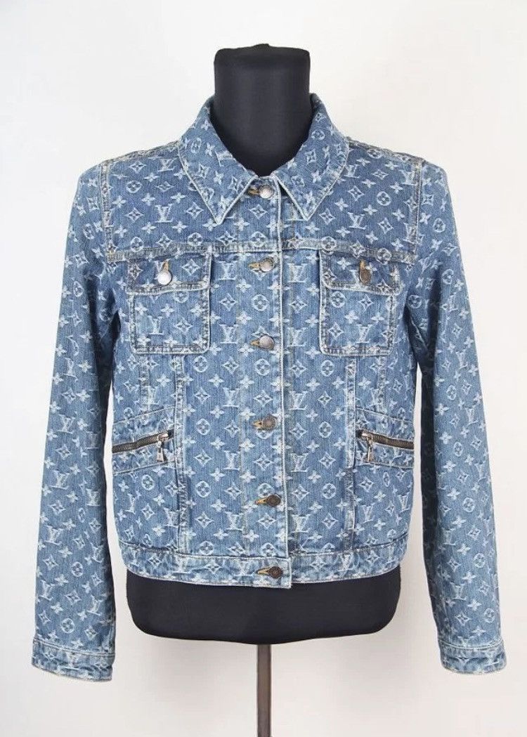 image of Louis Vuitton Monogram Cotton Denim Jacket in Blue, Men's (Size Small)