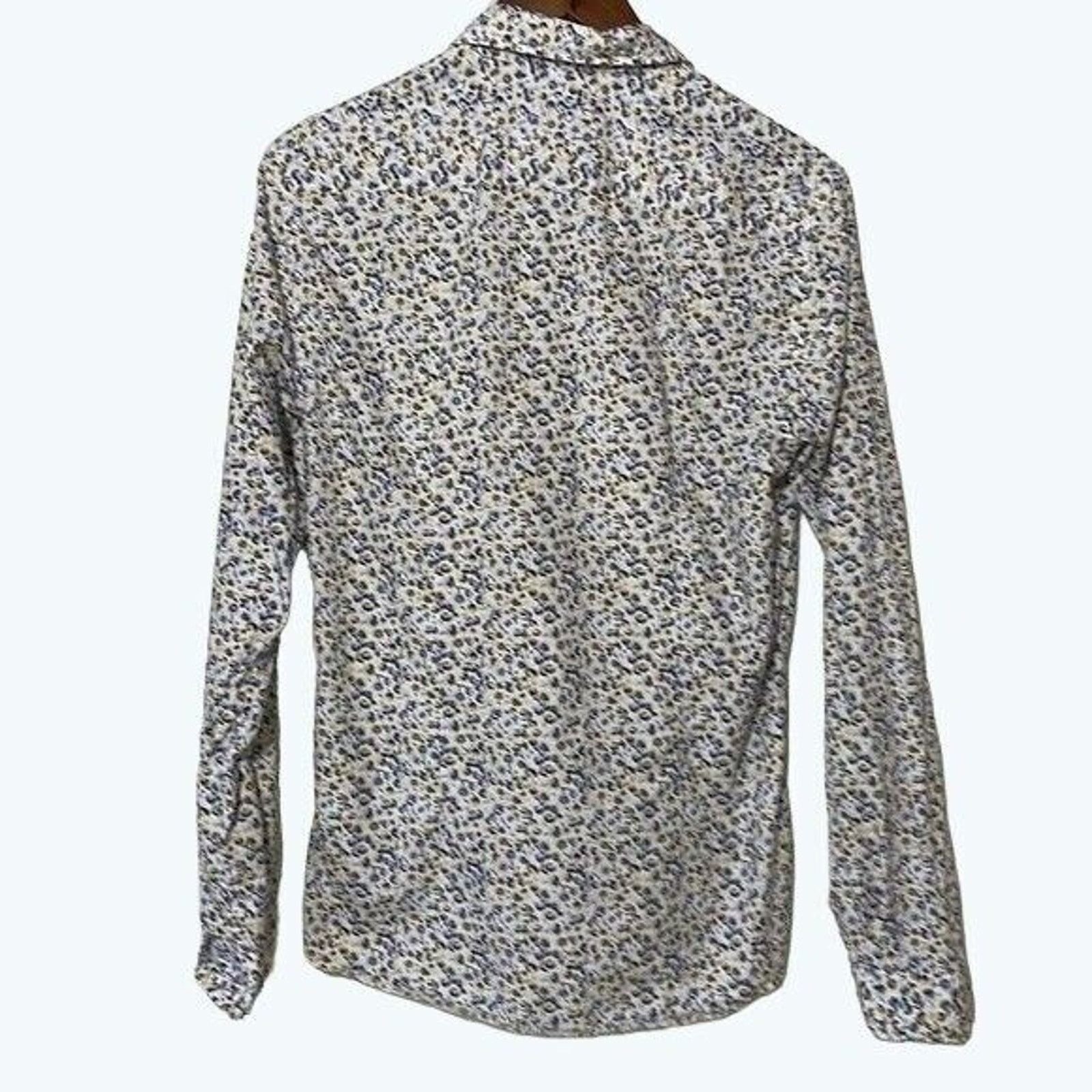 Zara Zara Shirt Shirt Small Slim Fit Ditsy Floral Blue Yellow Size S / US 4 / IT 40 - 6 Thumbnail