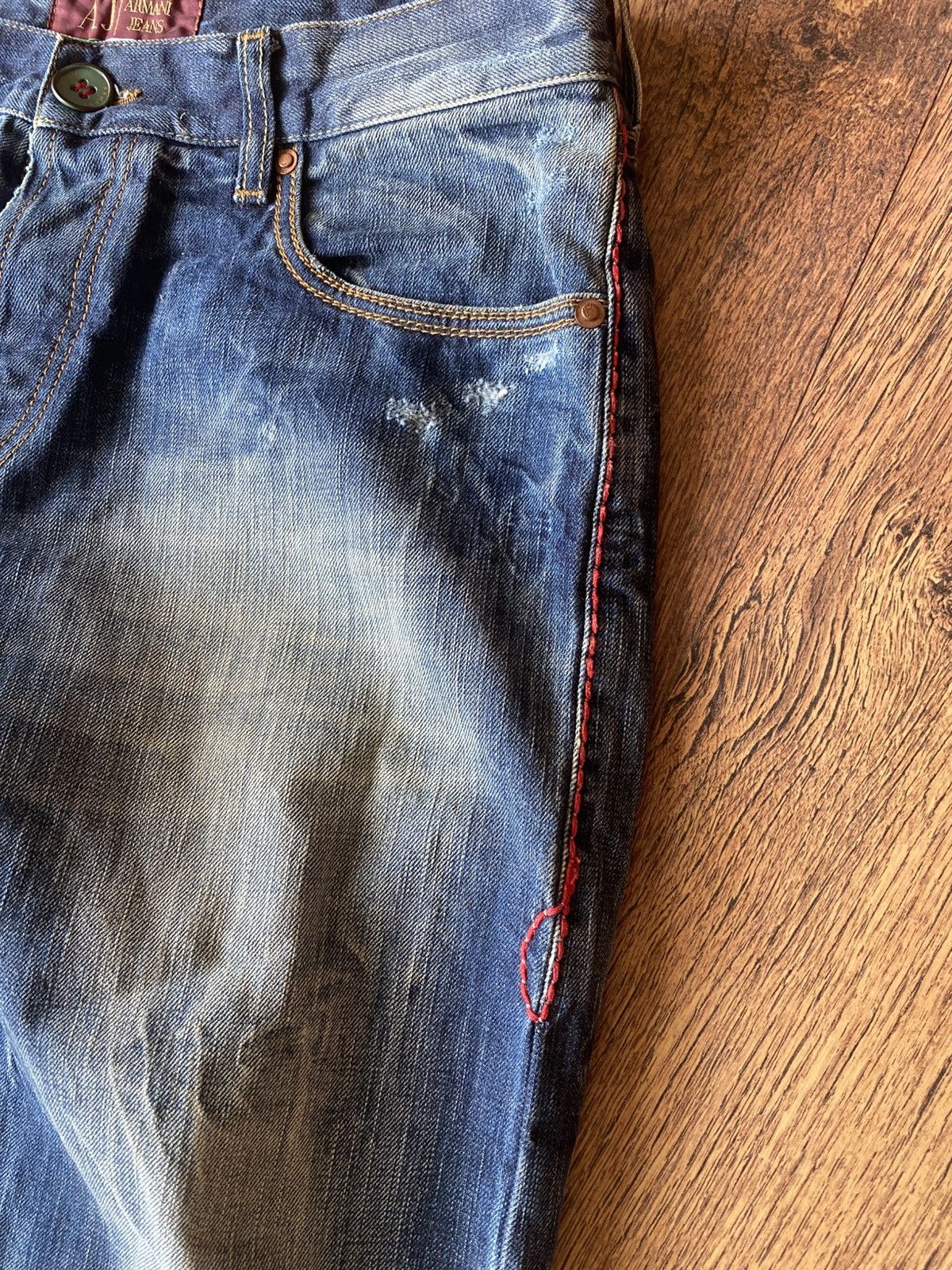 Armani × Vintage Armani Jeans Red Wash Limited Edition Italy Selvage denim Size US 32 / EU 48 - 21 Thumbnail